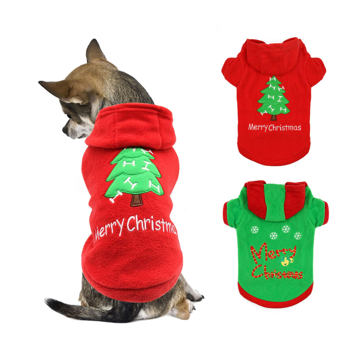 Hylyun Puppy Christmas Outfit 2 Packs - Small Dog Christmas Outfits Pet Santa Claus Suit Dog Hoodies For Small Dogs And Cats S