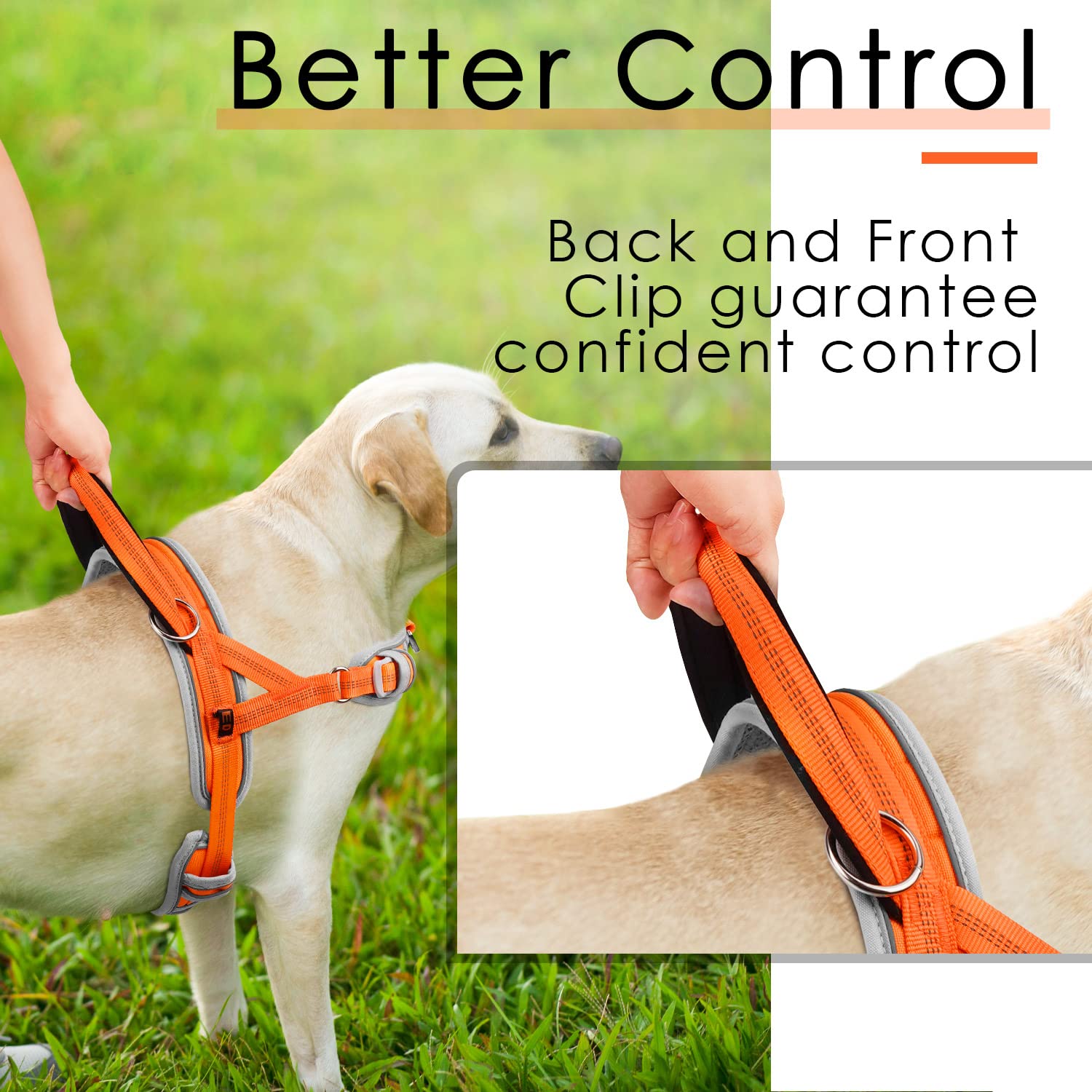 Adventuremore Dog Harness For Medium Dogs No Pull, Sport Dog Halter Harness Adjustable Reflective Dog Vest Escape Proof Dog Harness With Easy Control Front Clip Handle For Training Walking M Orange