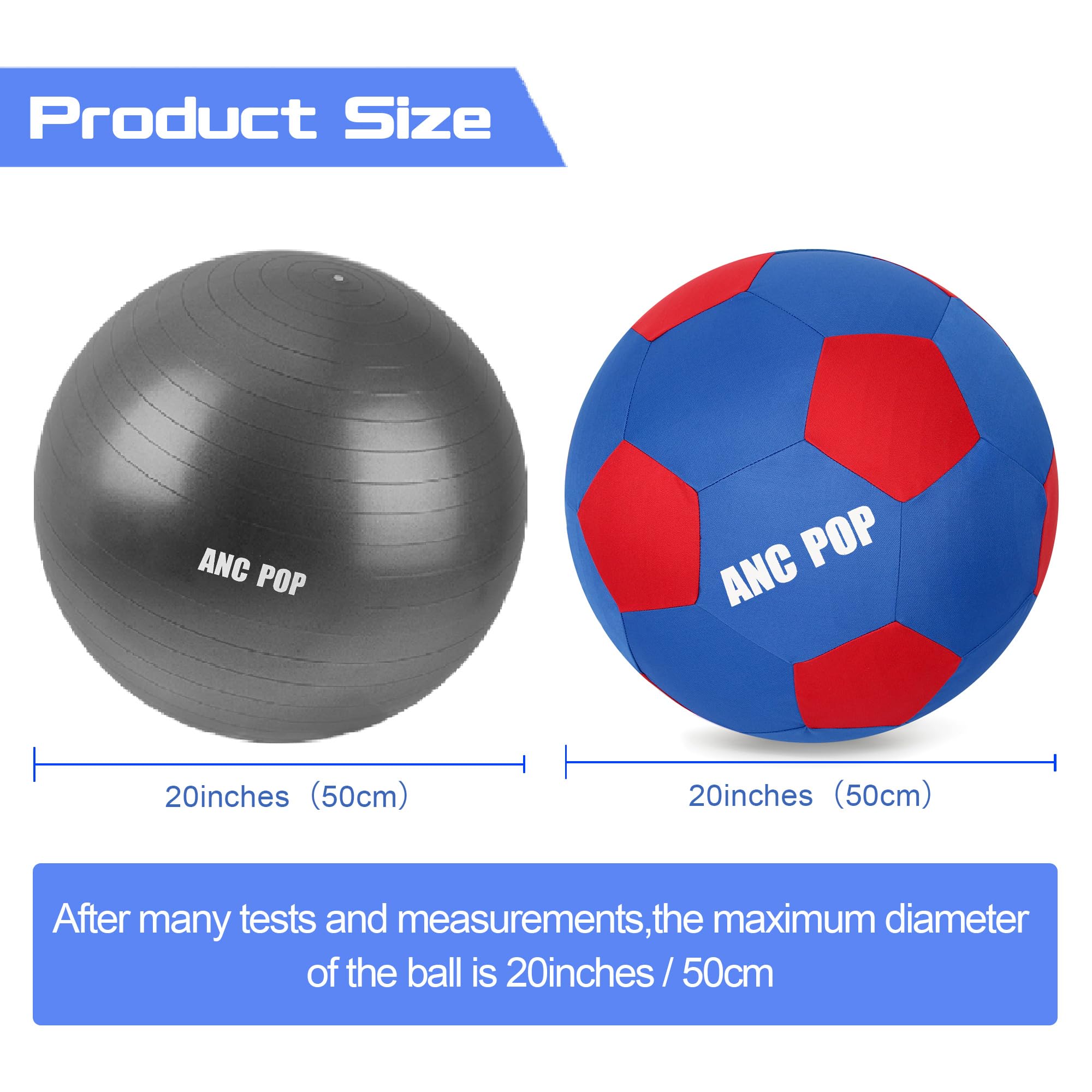 Anc Pop Herding Ball For Dogs & Horses - 20' Ball With Hand Pump - Blue & Red