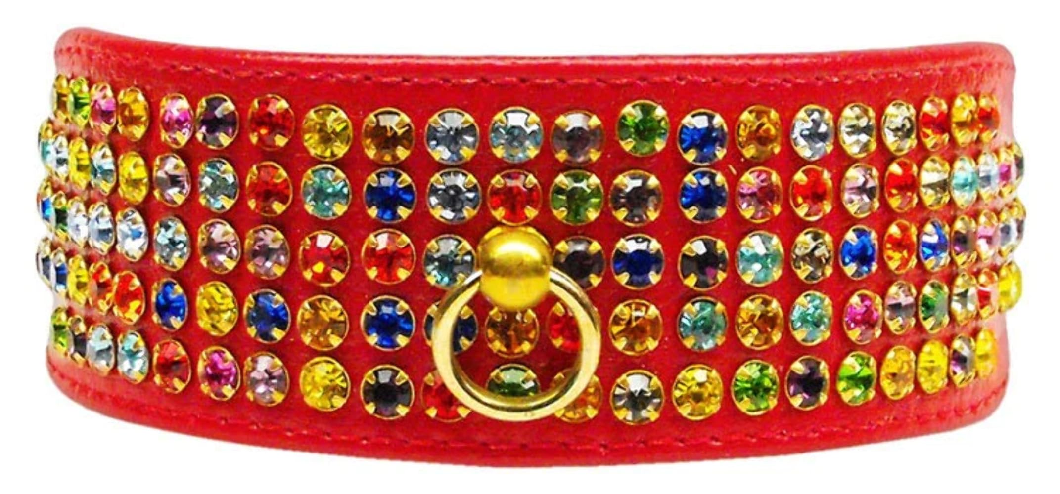 Dog, Puppy & Pet Collar, Five Row Confetti Jewel Set Black 26