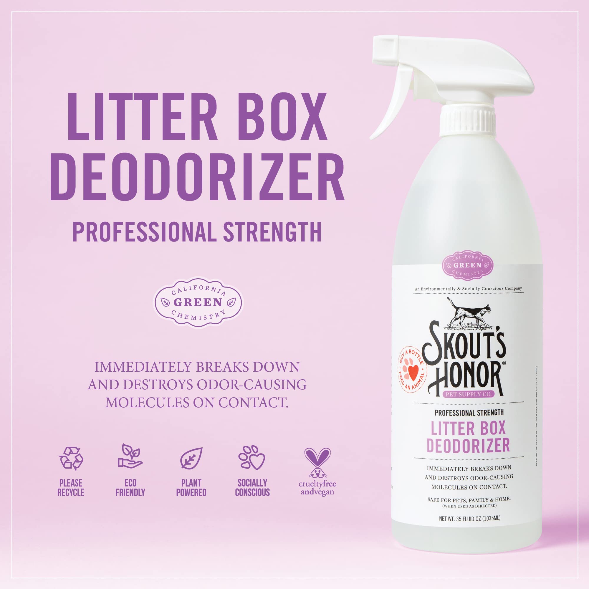 SKOUTS HONOR: Litter Box Deodorizer - Professional Strength - Break Down & Destroy Cat Urine Odor, Feces Odor & Other Odor-Caus