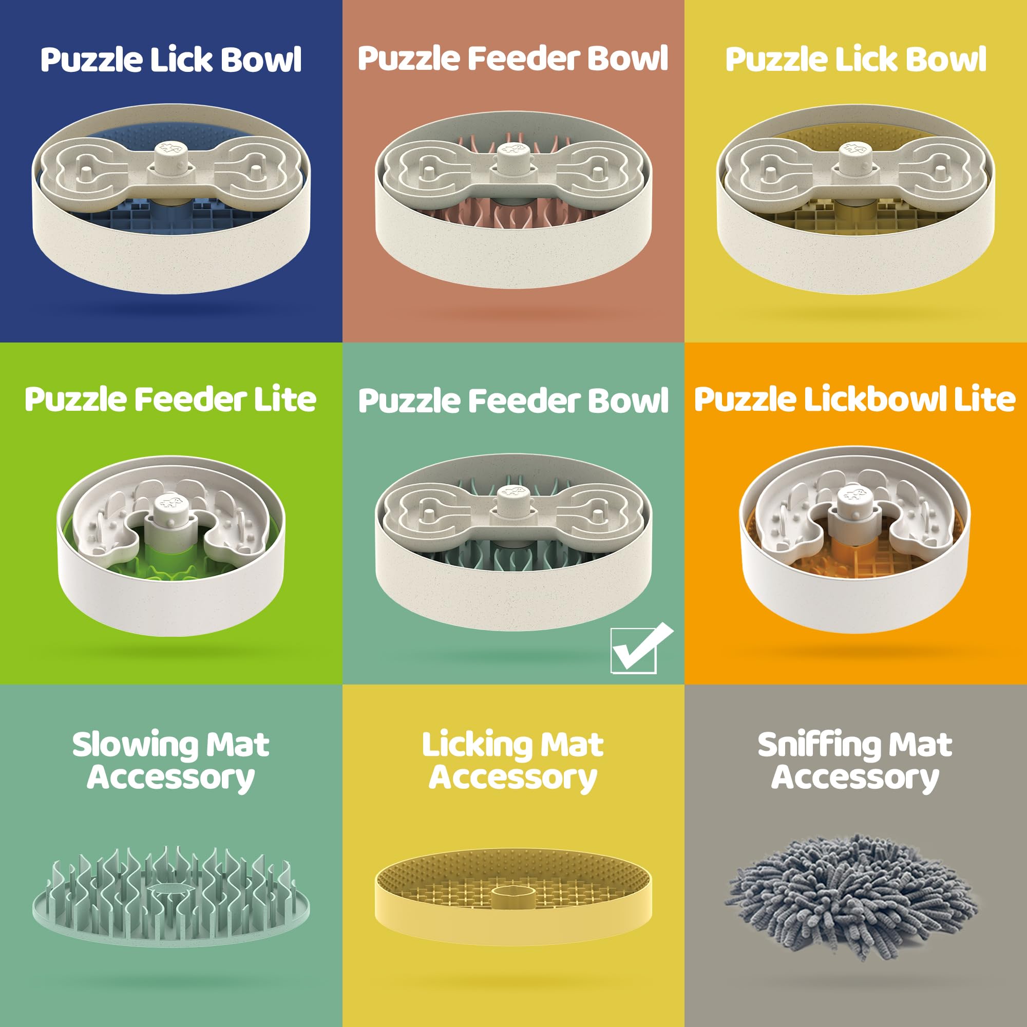 Puzzzle Feeder Slow Feeder Dog Bowls for Large Breeds, Detachable Design Dog Bowls with 4 Slow Feeding Modes, Suitable for Dry,