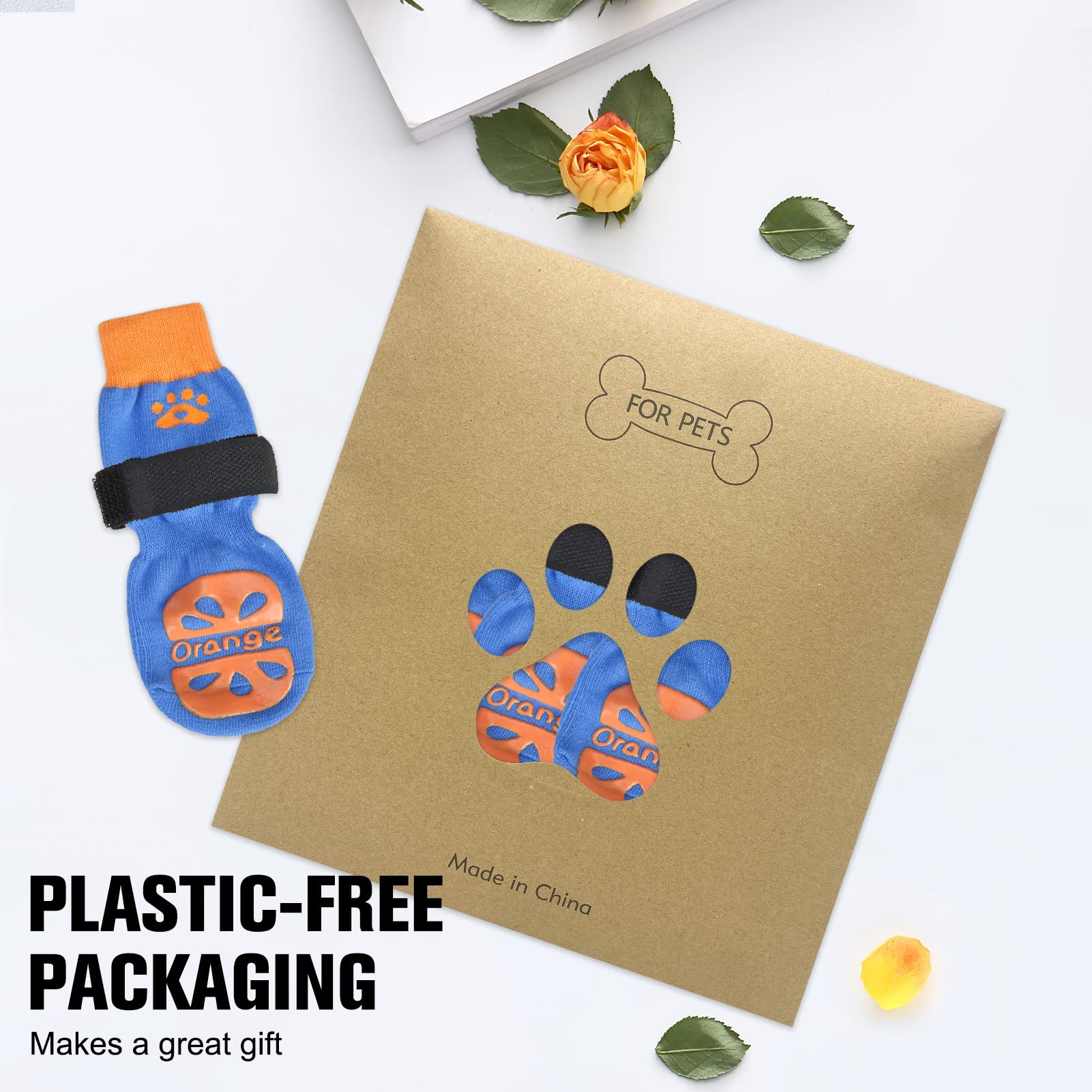 Beautyzoo Non Slip Dog Socks For Small Medium Large Dogs, Grip Dog Paw Protector For Hard Wood Floor Senior Old Dogs,Injury Protection To Prevent Licking 2 Pairs Socks Anti Twist For Hot/Cold Pavement