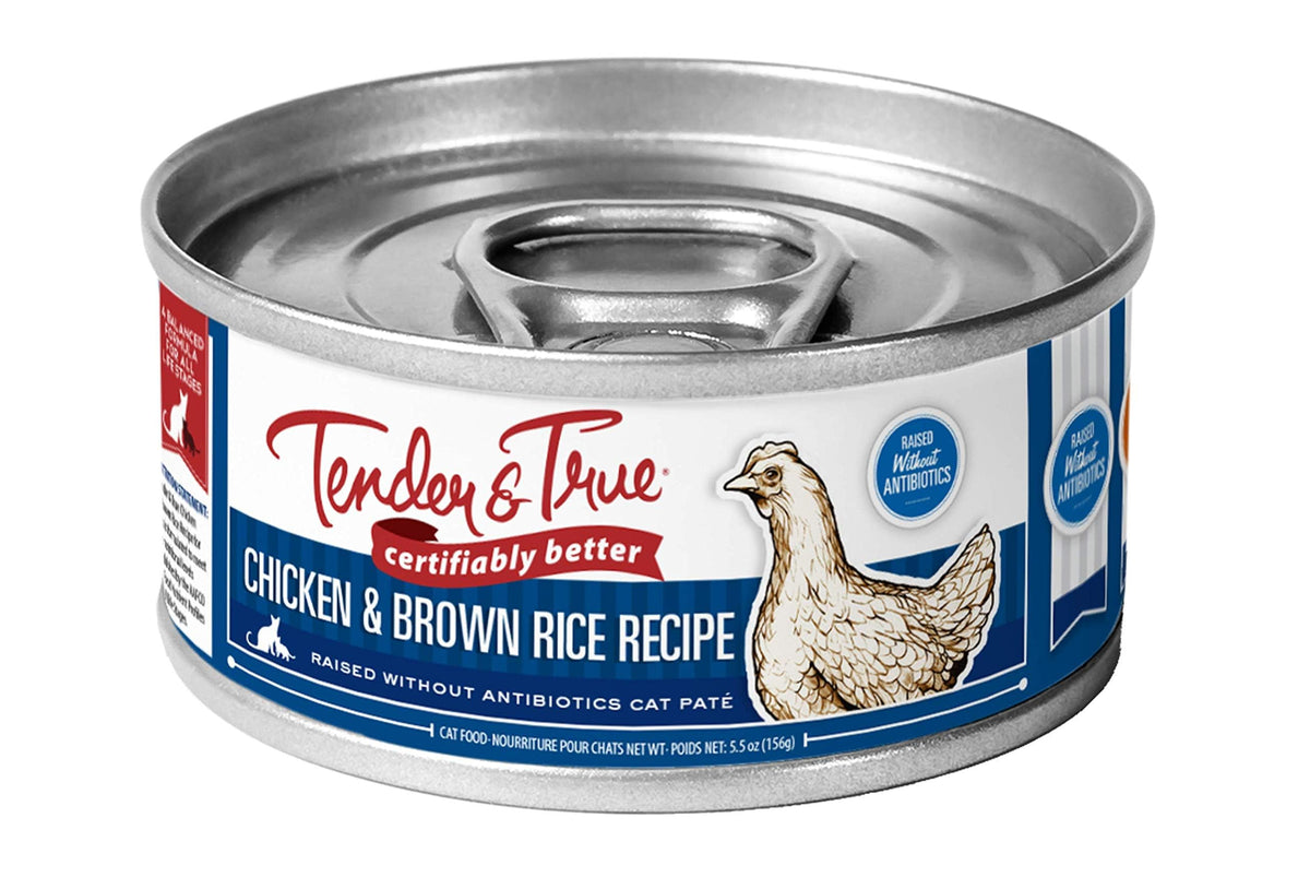 Tender & True Antibiotic-Free Chicken & Brown Rice Recipe Canned Cat Food, 5.5 Oz, (Case Of 24)