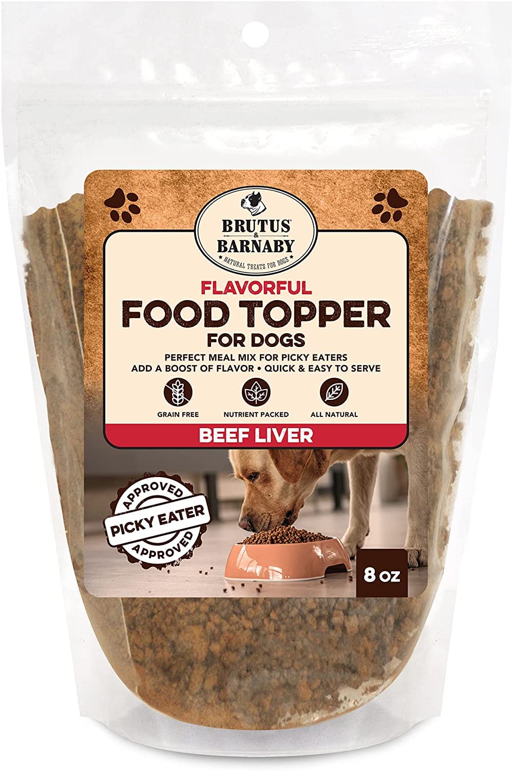 Brutus & Barnaby Dog Food Topper - Beef Liver - Enhance Your Dogs Meal With This Flavor Packed Mix - Sprinkle On Dog Food Flavoring For Picky Eaters - Just One Single Ingredient