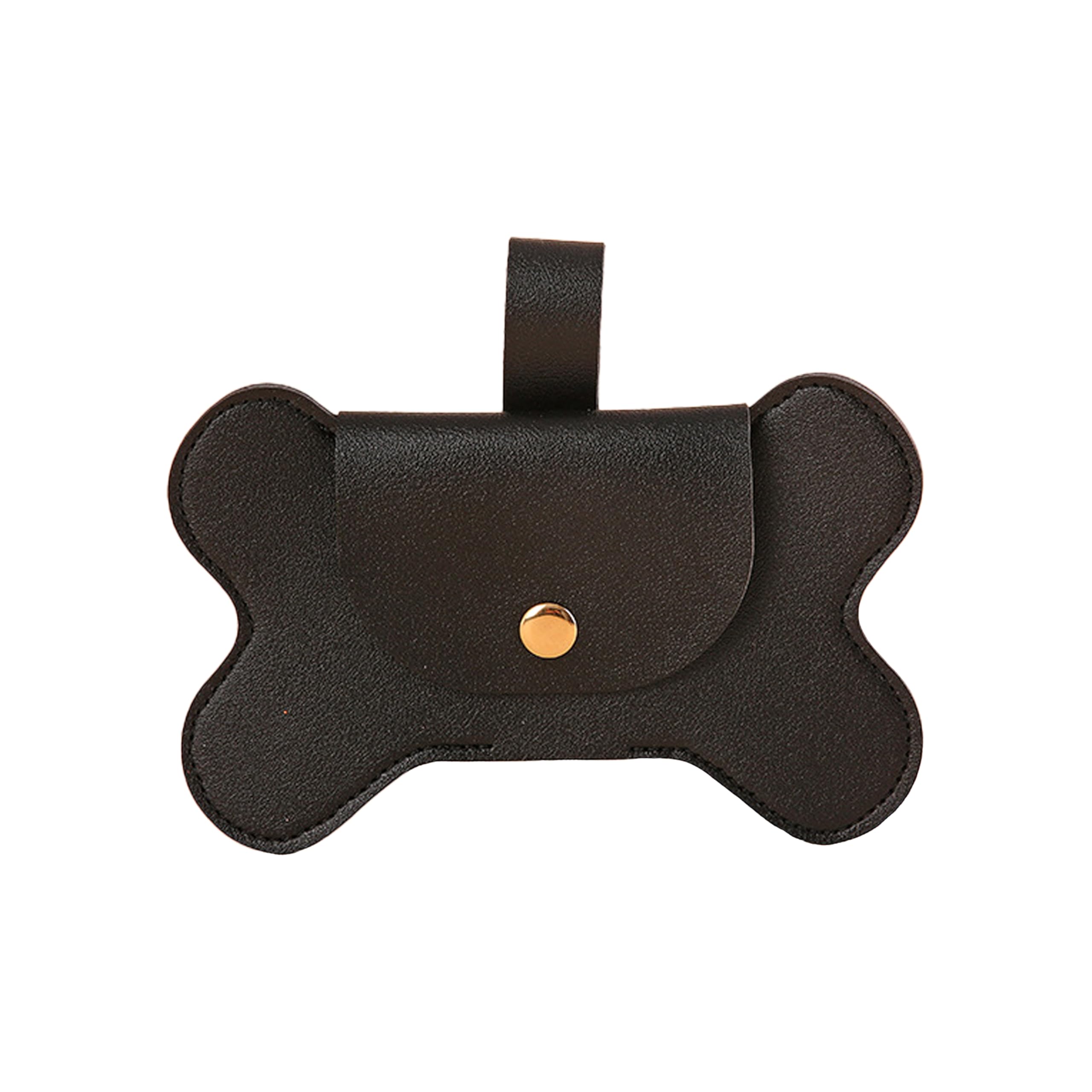 Teumessian Bone-Shaped Dog Poop Bag Holder, Poop Bag Holders For Leashes, Poop Bag Dispenser,Black