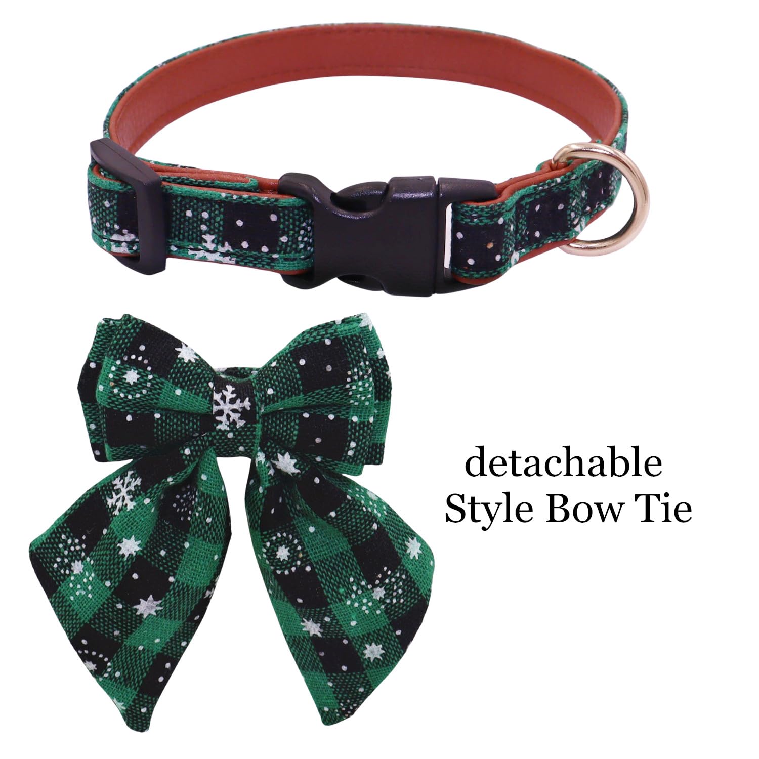 Thain Christmas Dog Collar With Style Bow, Quick Release Plastic Buckle Adjustable Cotton Red Bowtie Dog Christmas Collars For L