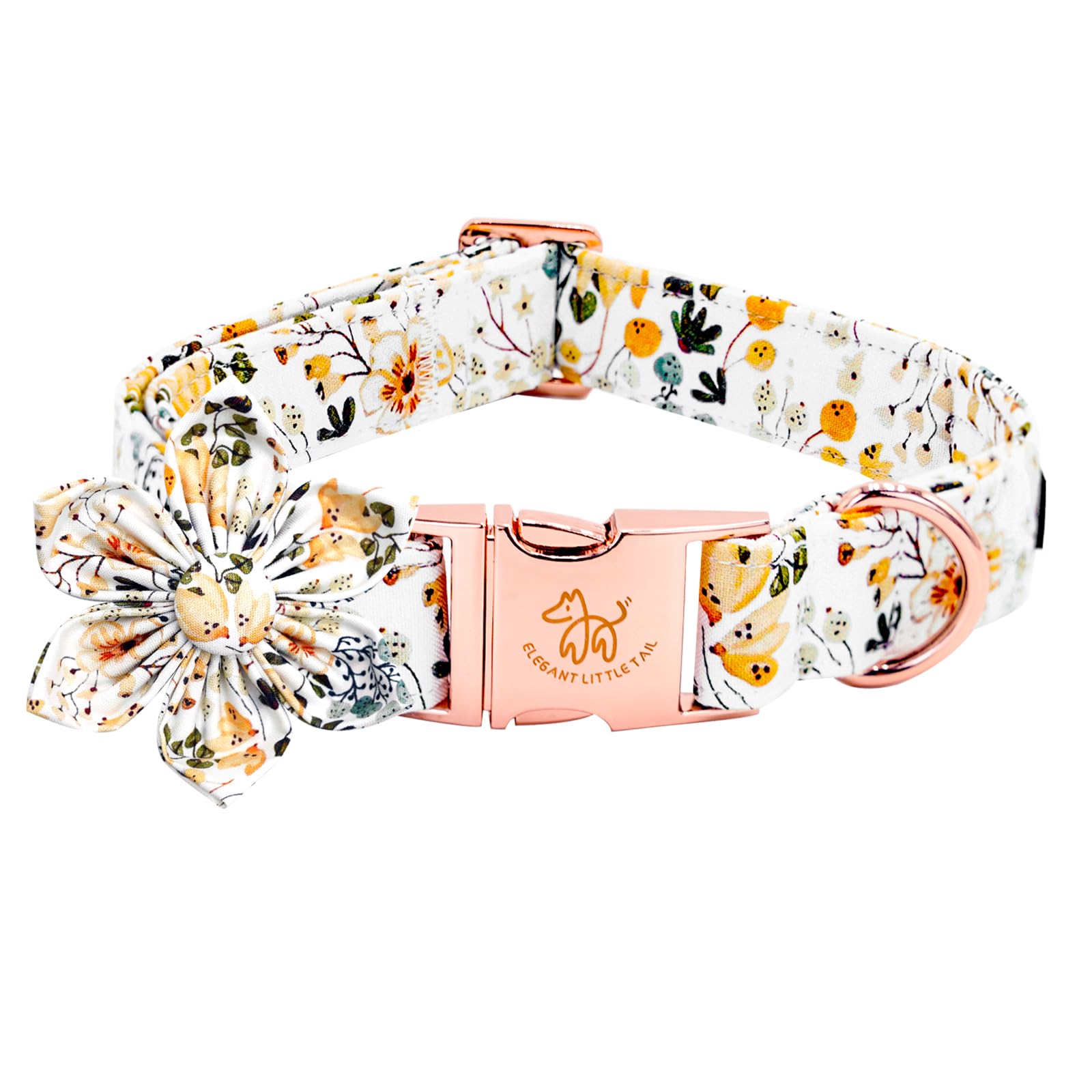 Elegant Little Tail Dog Collar, Floral Print Spring Pet Collars With Flower Pet Gift Girl Flower Collar Female Adjustable Dog Co