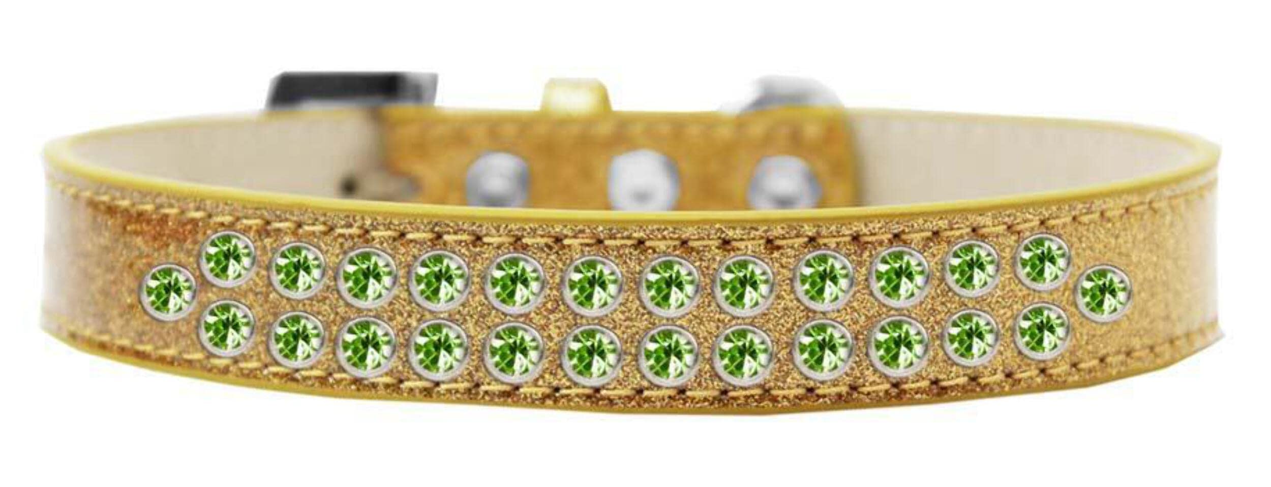 Dog, Puppy & Pet Ice Cream Collar, Two Row Lime Green Crystal Rimsets Purple 18
