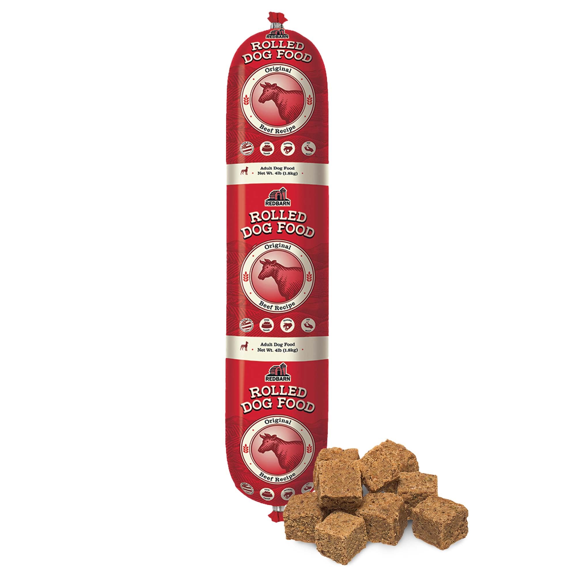 Redbarn All-Natural Premium Rolled Dog Food, Beef Recipe - Soft Semi-Moist Wet Formula for High Protein Diet, Training Rewards,