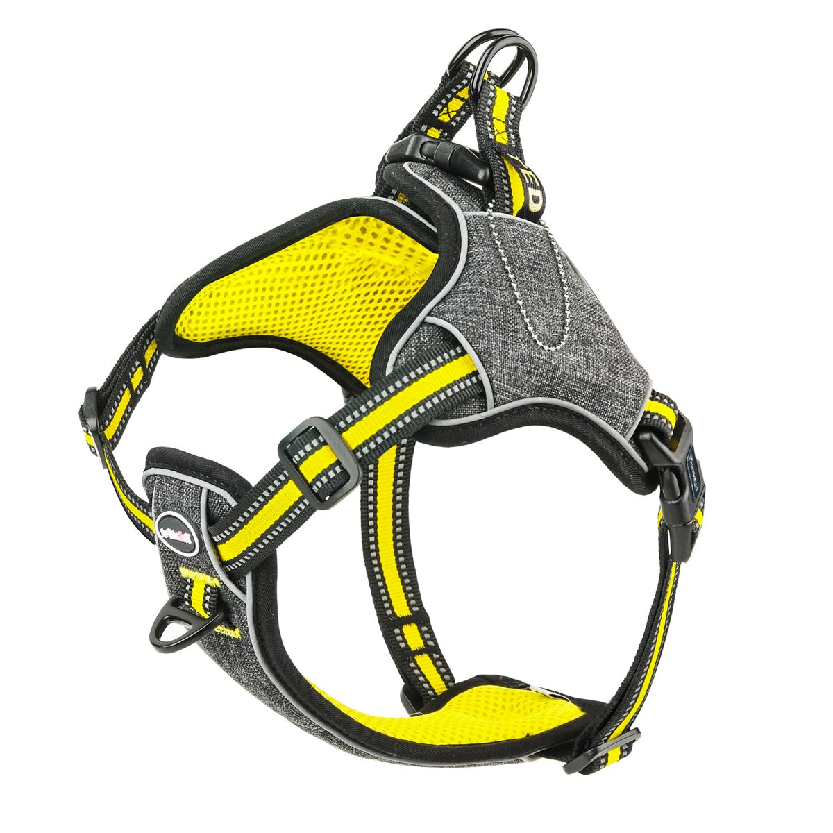 Thinkpet Dog Harness For Medium Dogs No Pull, Escape Proof Step-In Reflective Dog Vest Adjustable Breathable Halter Harness With Back/Front Clip For Better Control M Yellow
