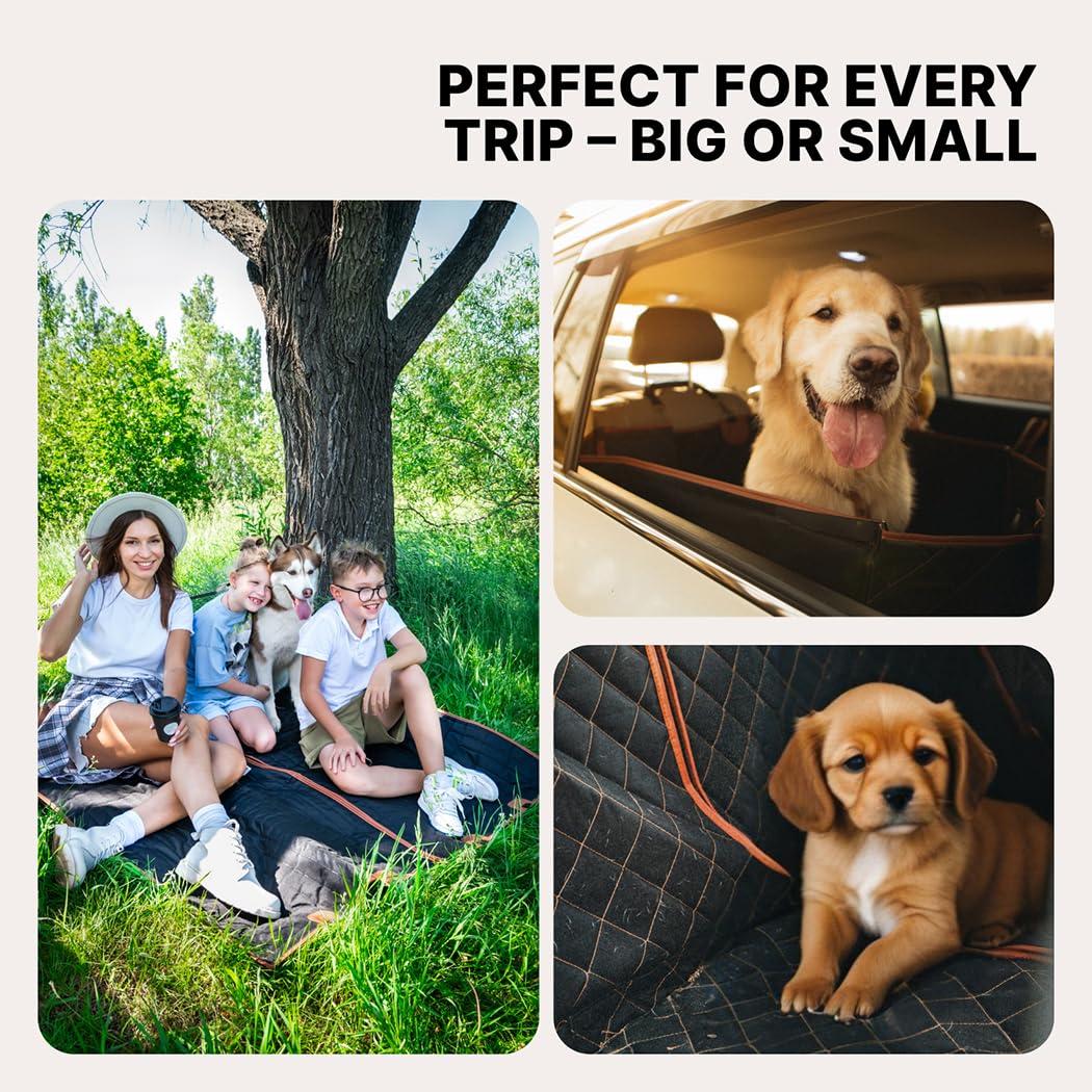 Owleys Back Seat Extender For Dogs Premium Dog Hammock For Car | Pet Cover For Dogs | Dog Covers For Cars Back Seat | (Black Sta