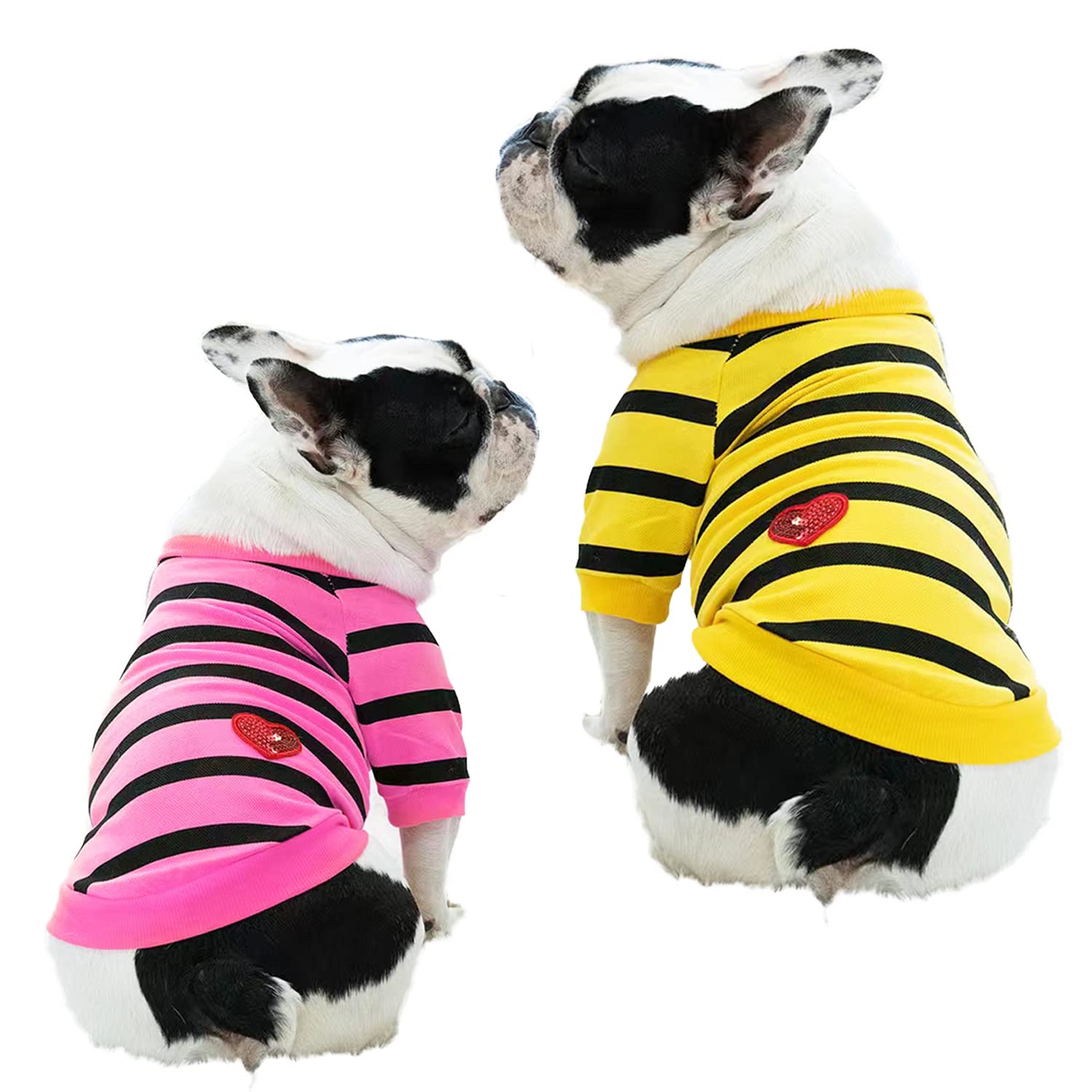 2 Pack French Bulldog Striped T Clothes T-Shirt For Small Dogs Tee Shirts For Boston Terrier Pitbull Bichon Spring Summer Small 