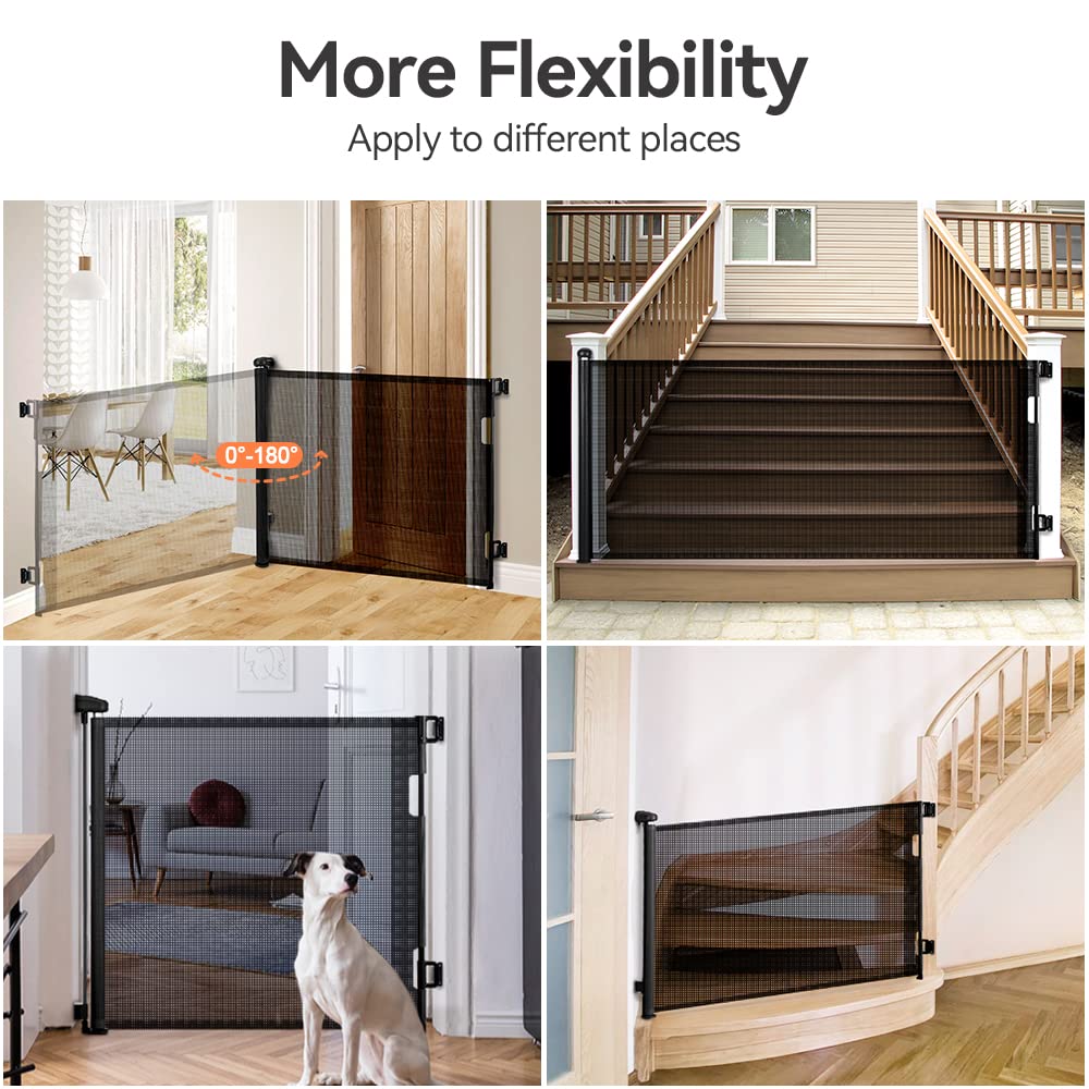 COMOMY Retractable Baby Gate for Stairs, 0-71 Mesh Dog Gate for House Doorways Hallways, 33 Tall Extra Wide Child Safety Gate fo