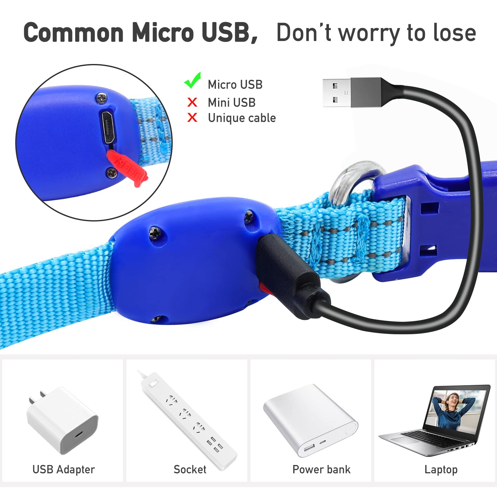 Pzrlit Dog Light Up Collar Rechargeable For Small Dogs, Lightweight & Soft Lighted Led Cat Collar Waterproof, Adjustable Glow Co