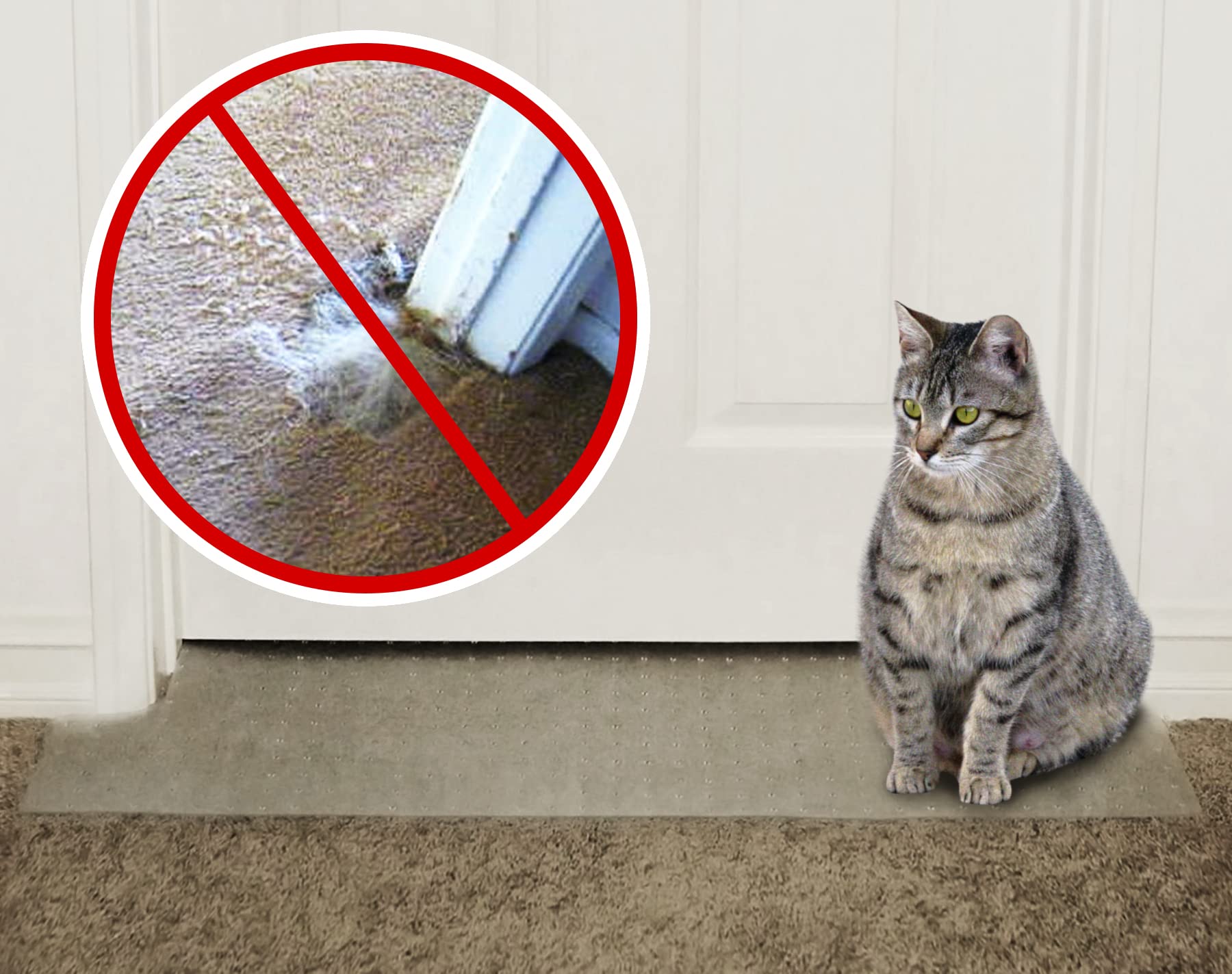 Kittysmart Carpet Scratch Stopper-Stop Cats From Scratching Carpets At Doorways Instantly-Precut To Fit Your Door-Requires No Cu
