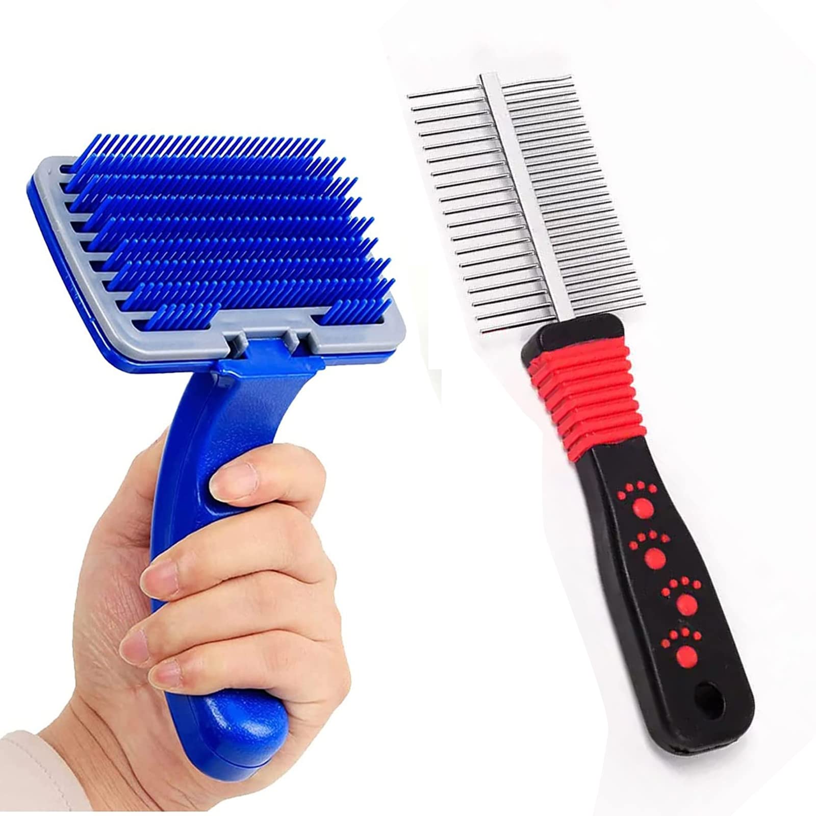 Emily Pets Dog Grooming Kit Dog Plastic Slicker Brush With Press Key For Puppies And Dogs And Pet Double Side Comb For Dog, Pup