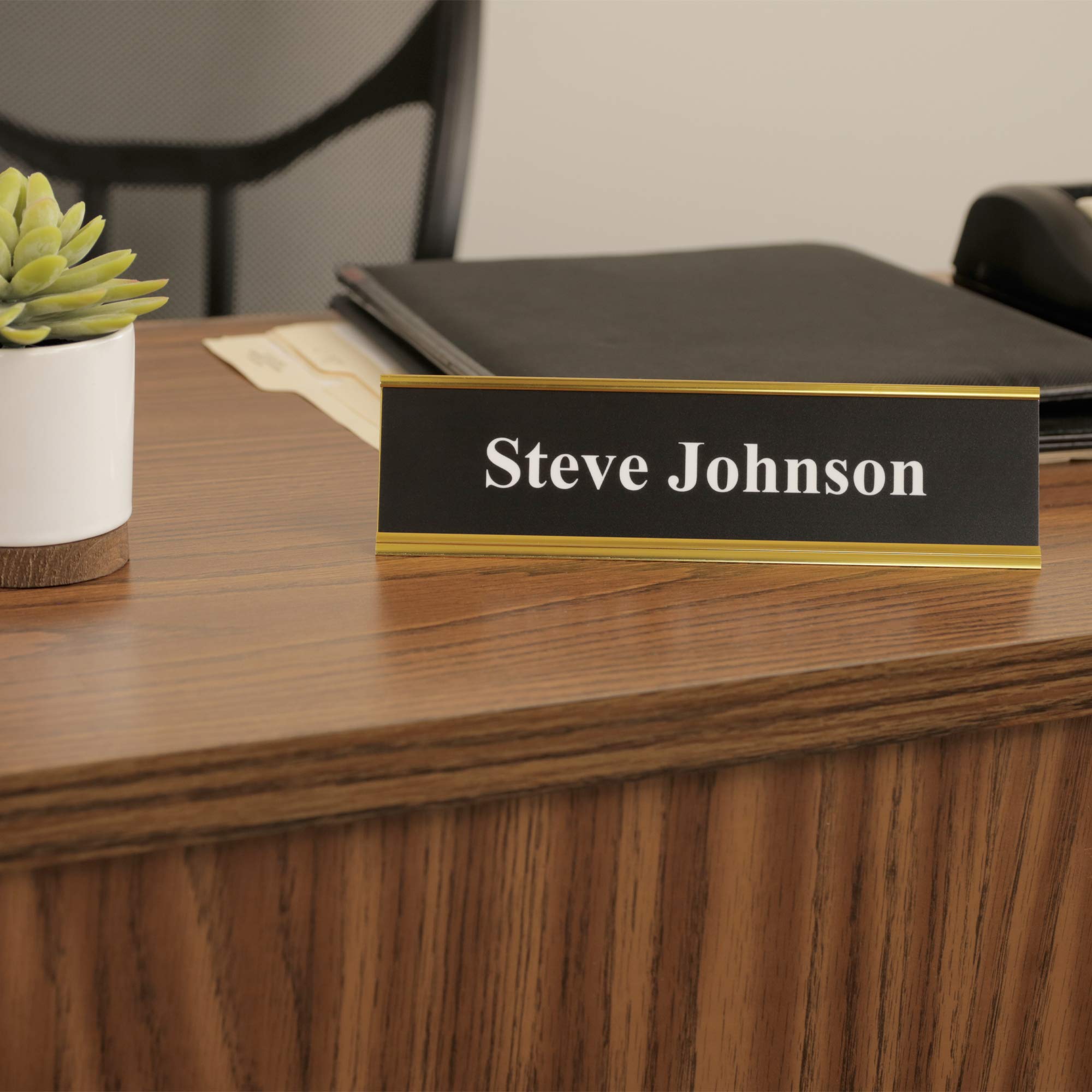 2 x 8 Aluminum Name Plate Holder for Desk - Set of 5 - Office Business Door Sign Holder - Gold-New