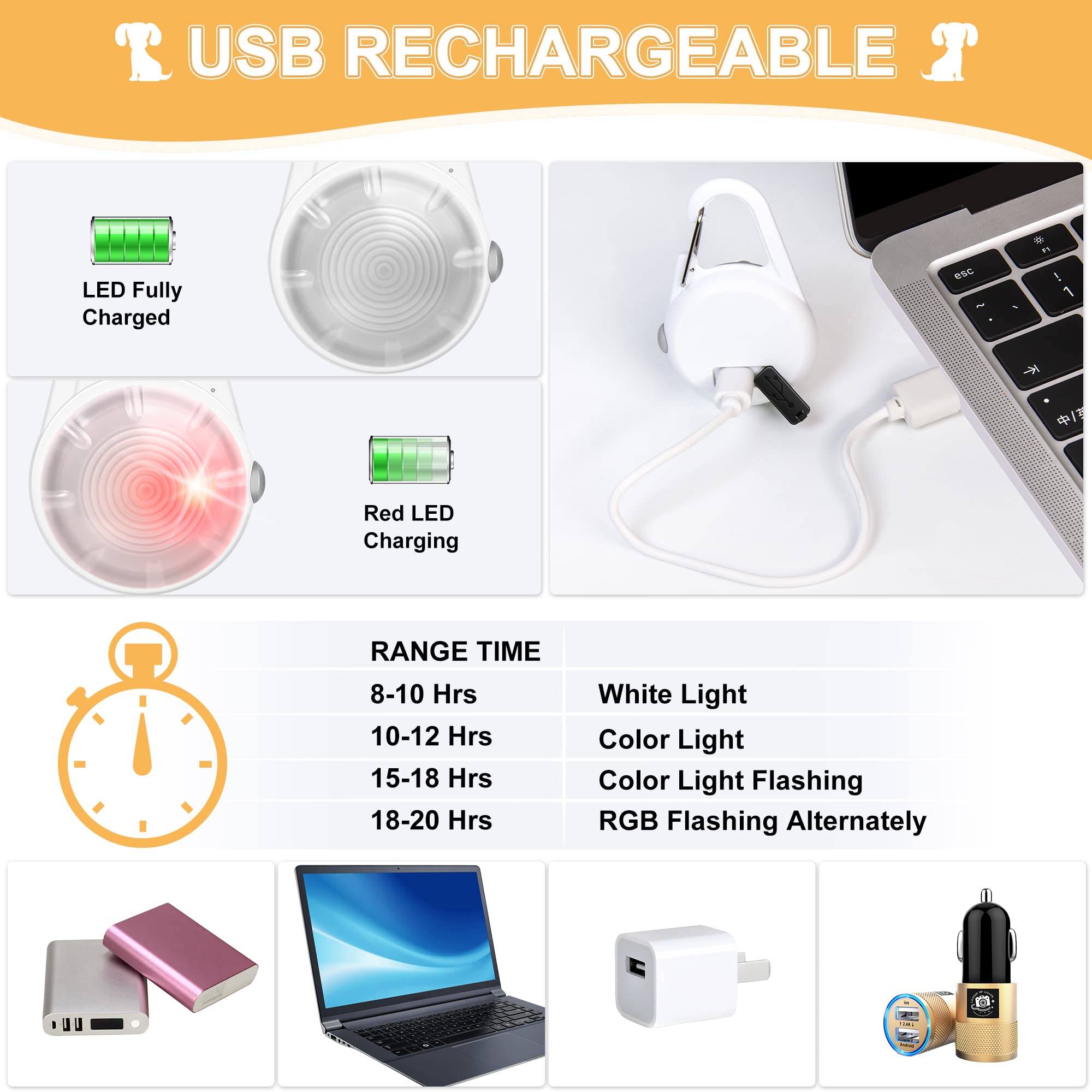 Dog Collar Light, 4 Modes Dog Lights For Night Walking, Rechargeable Pet Collar Led For Nighttime Clip On, Ip68 Waterproof Pet W