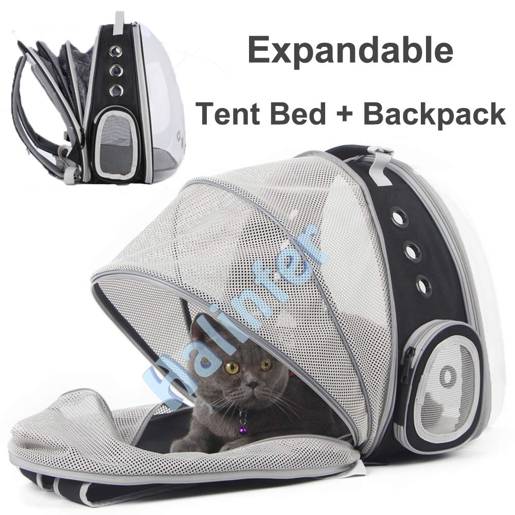 Dual Expandable Polarized Cat Backpack Carrier, Fit Up To 20 Lbs, Expandable Front & Back Space Capsule Polarized Bubble Pet Carrier For Large Cat And Small Dog, Pet Carrying Hiking Traveling Backpack