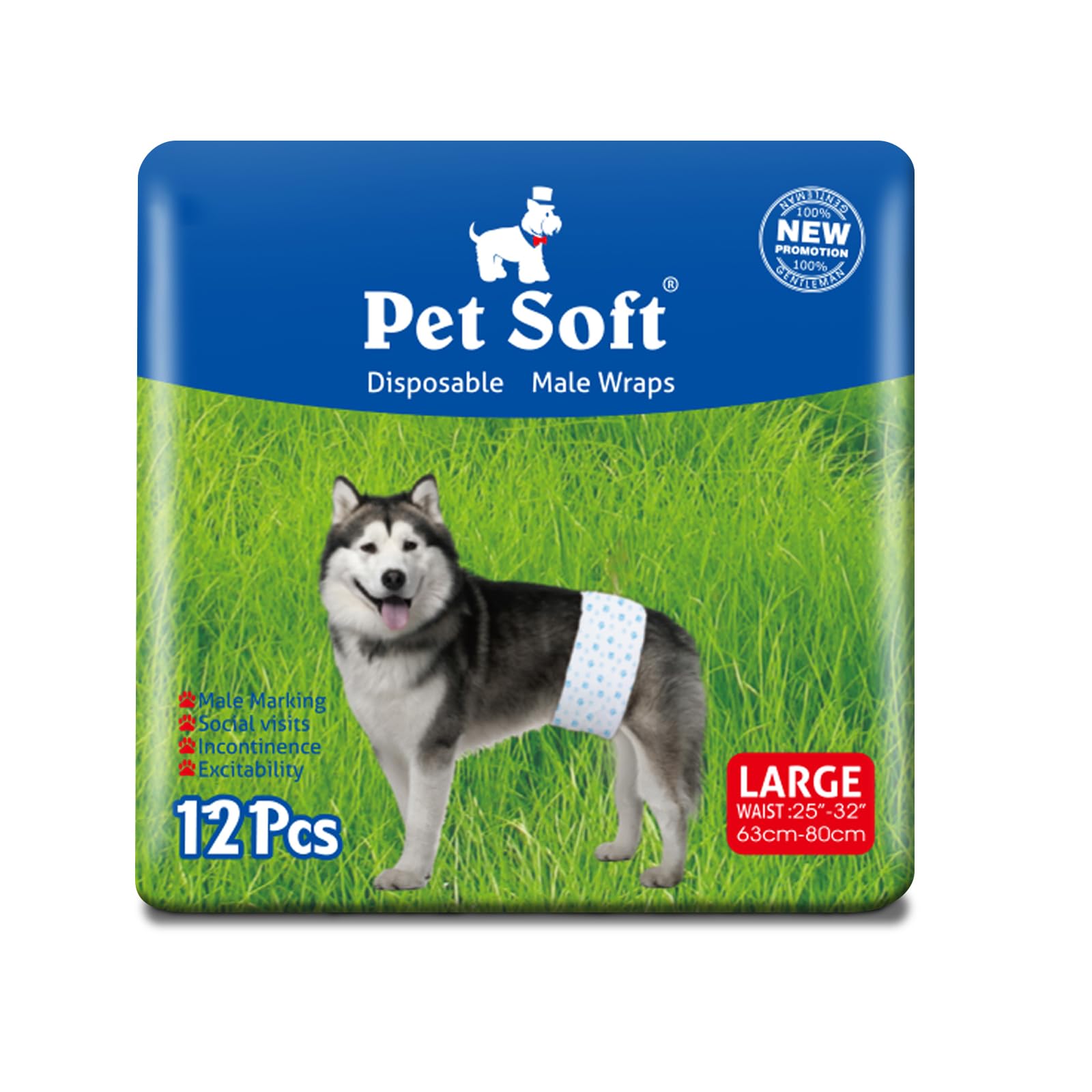Pet Soft Disposable Male Dog Wraps - Dog Diapers For Male Dogs, Puppy Diapers 12Pcs Large