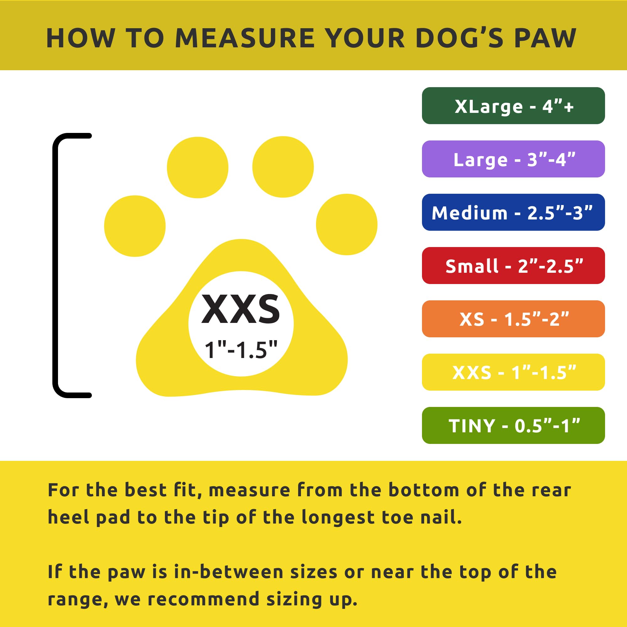 Pawz Rubber Dog Boots For Paws Up To 1' - 1/2' - Dog Booties For Hot Pavement, Anti Slip Dog Socks, 12 Reusable Paws Waterproof Dog Boots, Xxs, Yellow