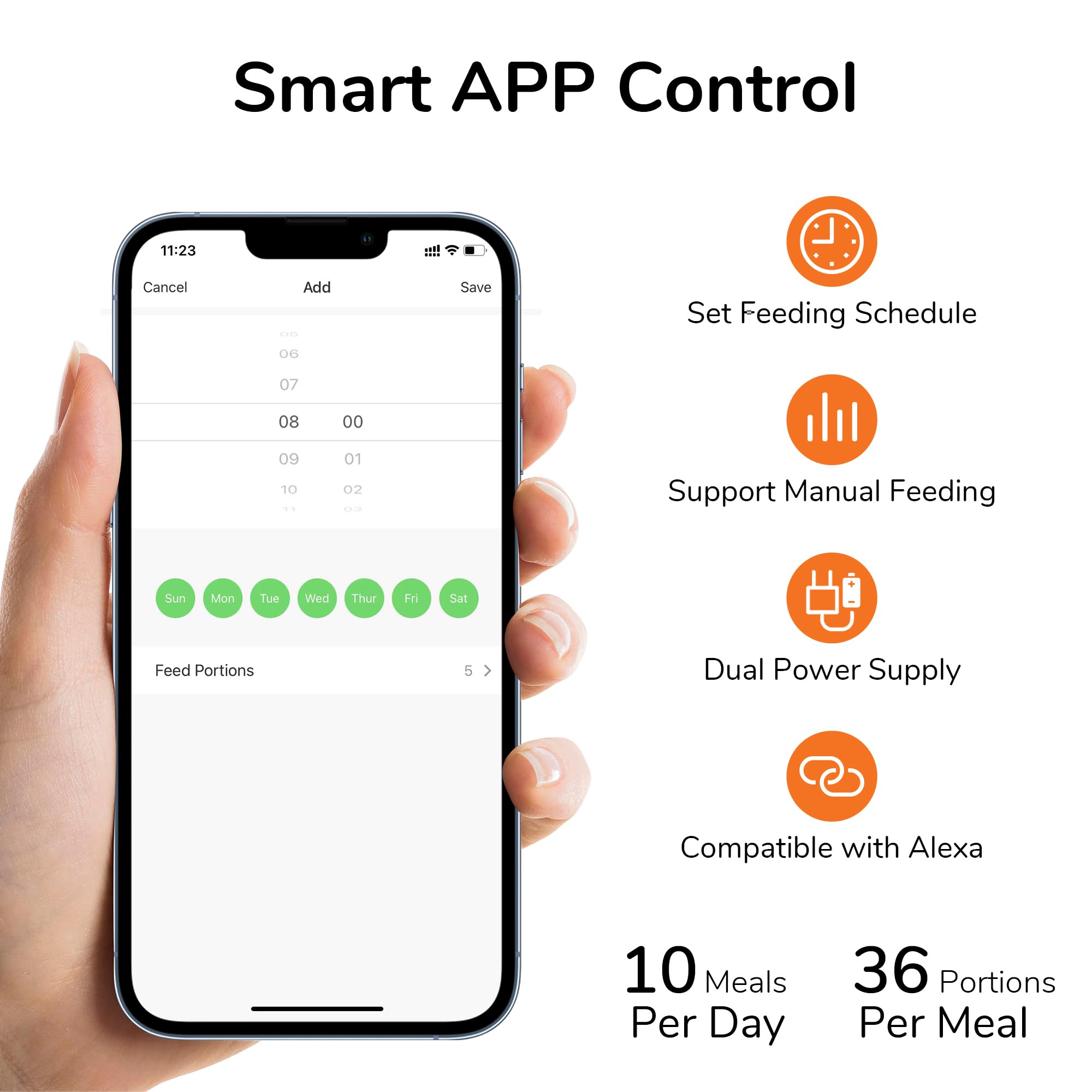 FUKUMARU Automatic Cat Feeder, 4L Dog Feeders with Double Bowls, Support DIY Meals and Timed Control WiFi Cat sFood Dispenser, S