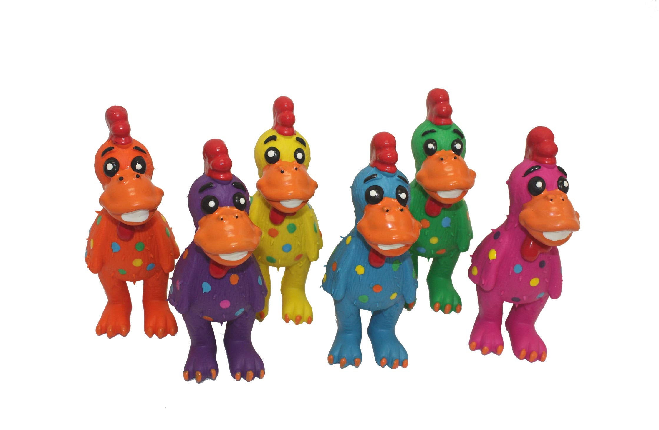 Multipet'S Mini Globken Latex Plush Filled Polka Dot Chicken Dog Toy, 5-1/2-Inch