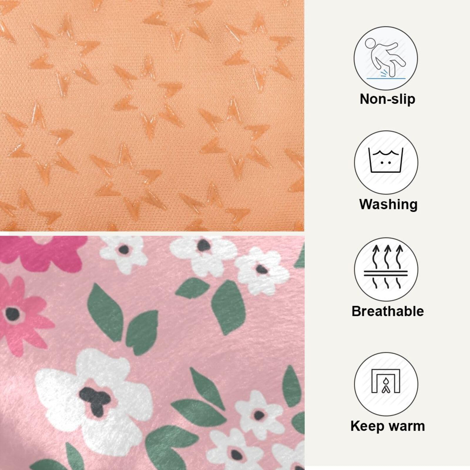 Coikll Pink Floral Pet Bed Pad Soft Dog Bed Mat With Anti-Slip Bottom, Machine Washable Crate Pad Mattress For Dog Sleeping