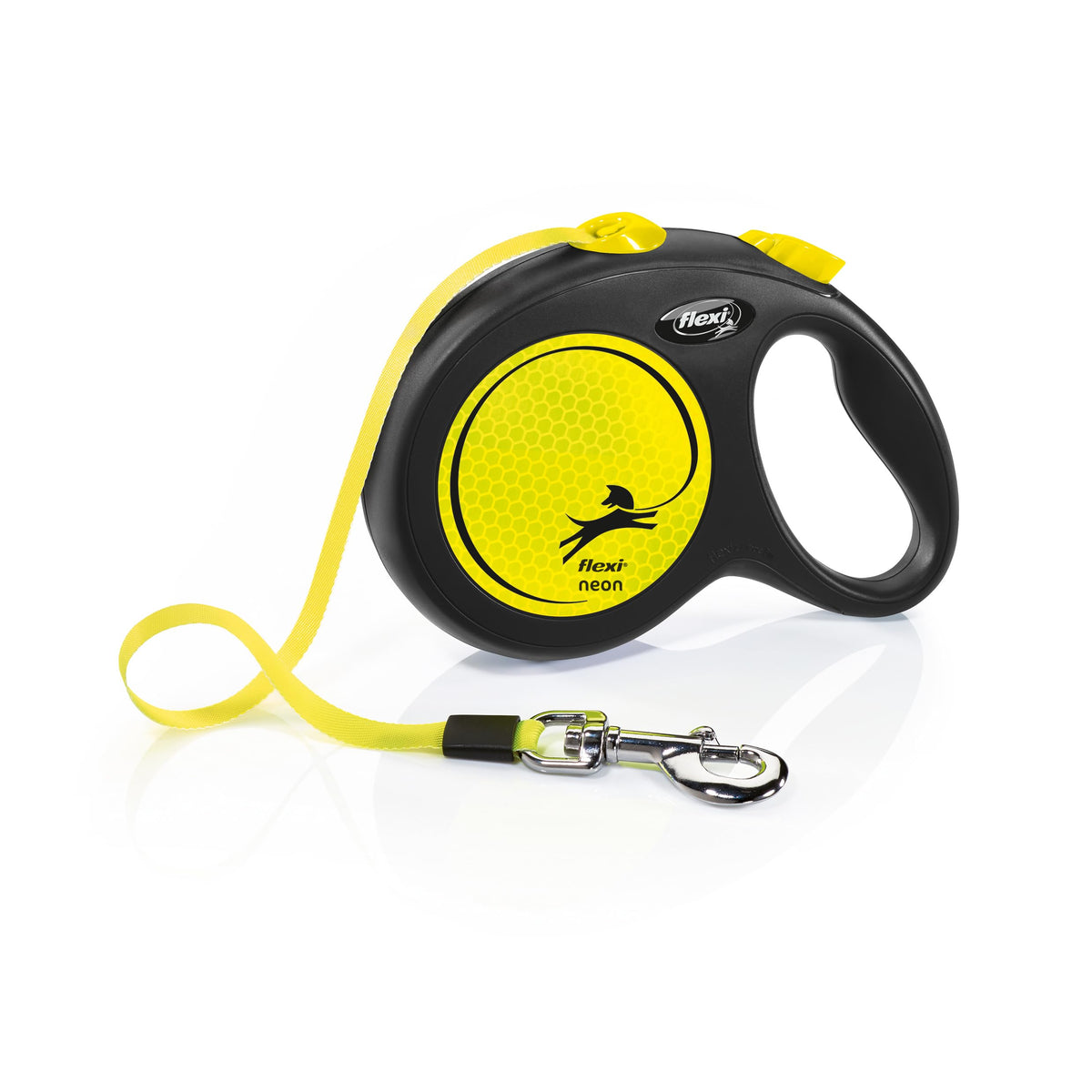 Flexi Neon Retractable Dog Leash (Tape), 16 ft, Large, Black/Neon