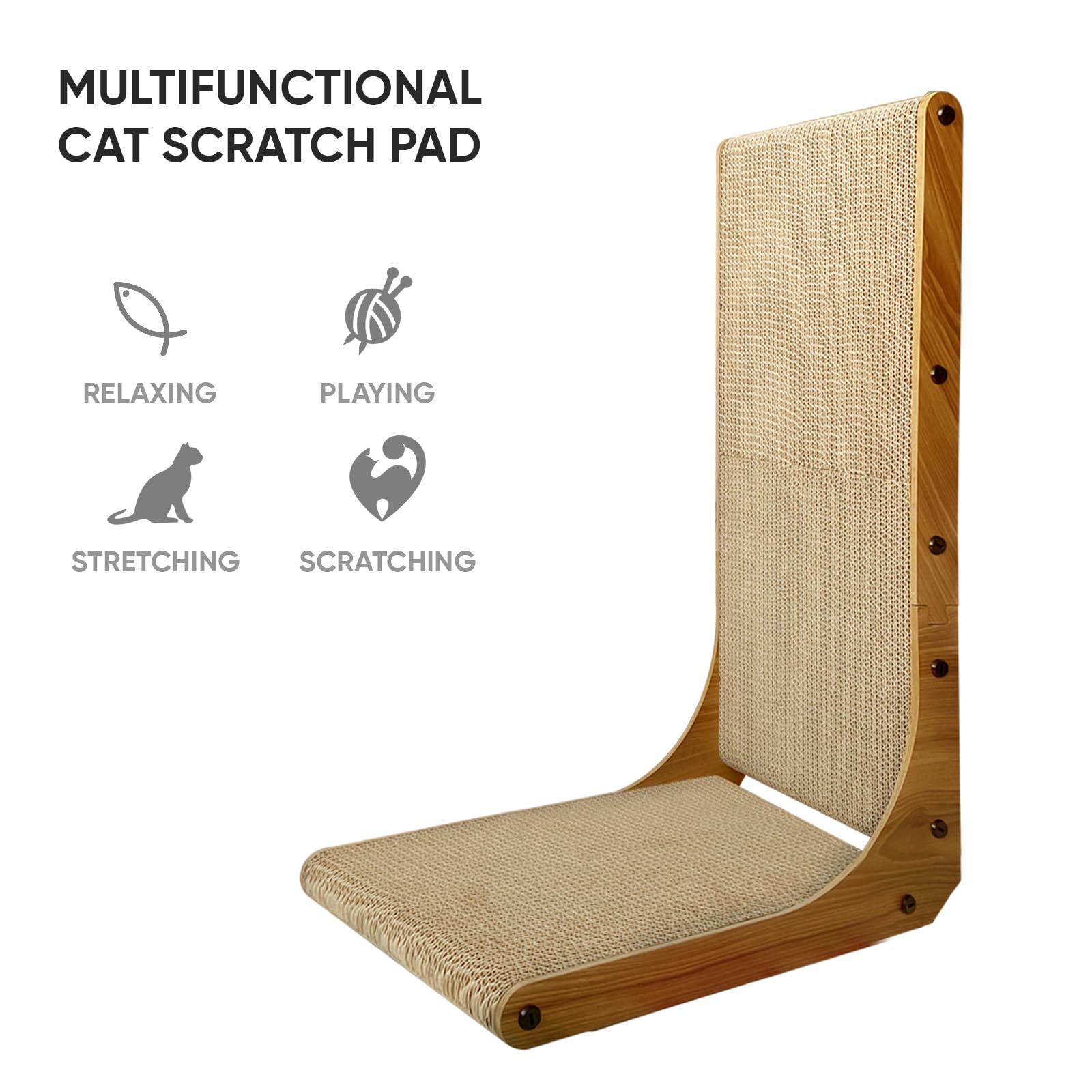 Agym Cat Scratcher, 26 Inch L Shape Cat Scratching Pad For Indoor Cats, Durable Sustainable Cardboard Scratcher With Box, Recycl