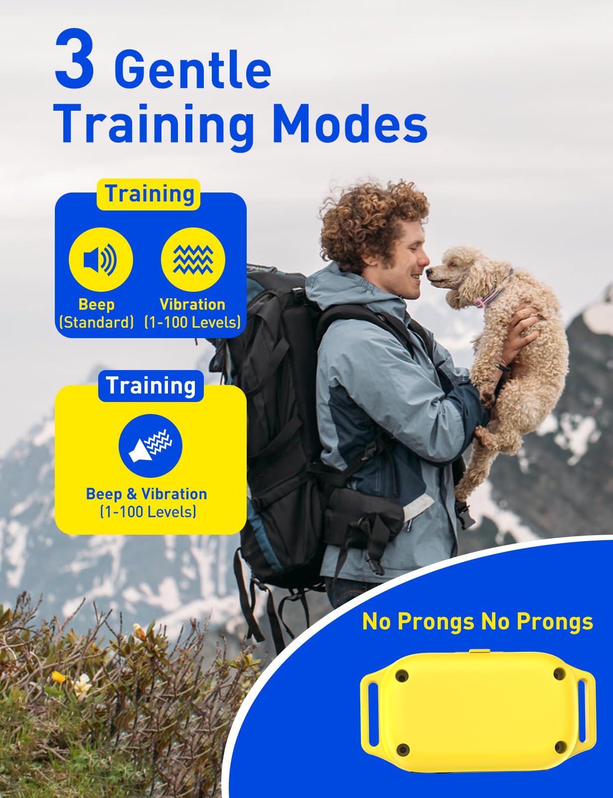 Doglinsen No Shock Dog Training Collar With Remote 2800Ft, Vibrating Dog Collar For Small, Medium, Large Dogs (Yellow)
