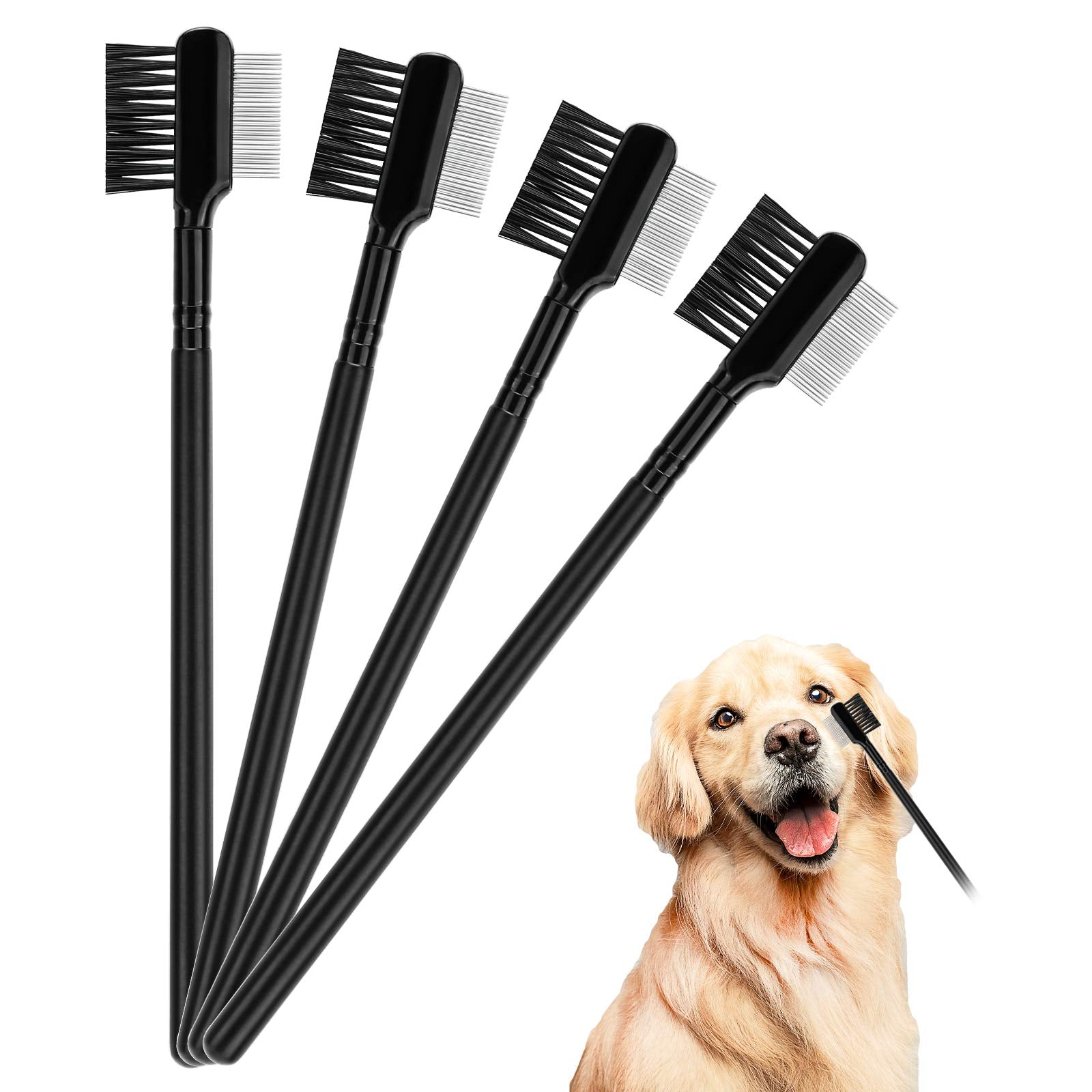 Luter 4 Pcs Tear Stain Remover Comb Dog Flea Comb Double-Sided Multifunctional Dog Eye Comb Brush Pets Grooming Comb For Dogs Cats Removing Crust And Mucus