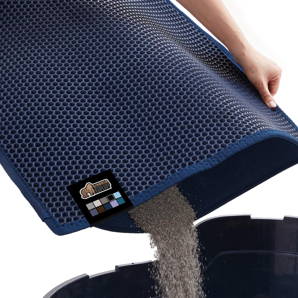 Gorilla Grip Honeycomb Cat Litter Mat 35X24, Two Layer Trapping Waste Mats, Soft On Paws, Indoor Box Supplies And Essentials, Fe