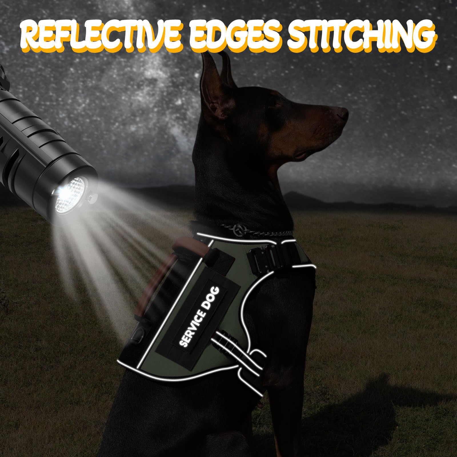 Service Dog Vest - HEYCAHVA Tactical Dog Harness Full Metal Buckles for Large Medium Dog Reflective No Pull Harnesses Vest with