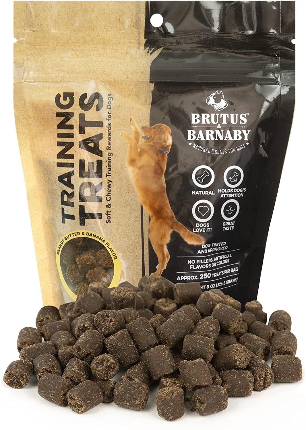 Brutus & Barnaby Training Treats For Dogs - Peanut Butter & Banana - All-Natural Healthy Low Calorie Vegan Treat - Great To Use For Rewards In Training Your Puppy Or Dog