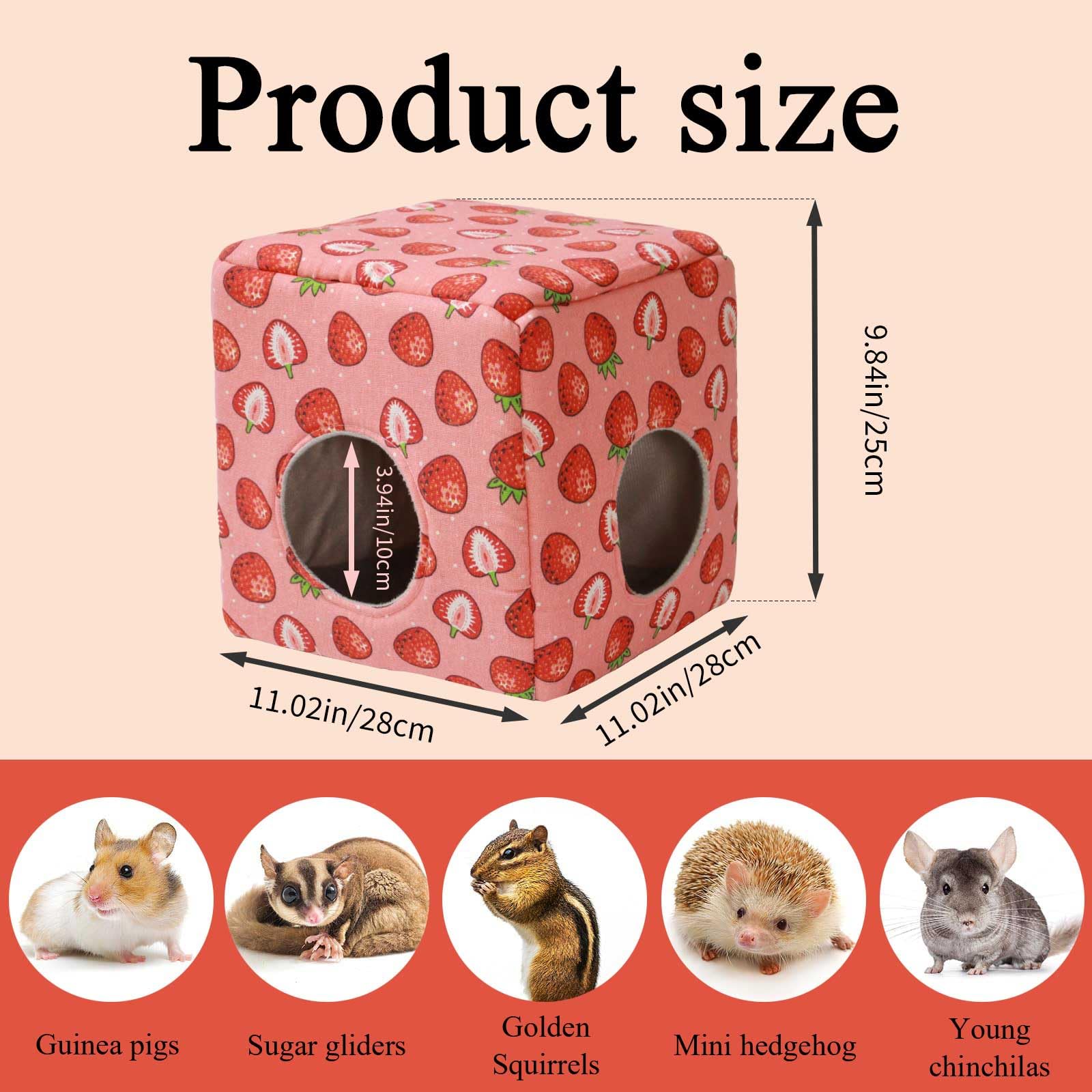Jspyfits Guinea Pig Hideout, Washable Guinea Pig House Cozy Small Pet Bed For Small Animal Bunny/Rabbit/Hamster/Chinchilla Acces