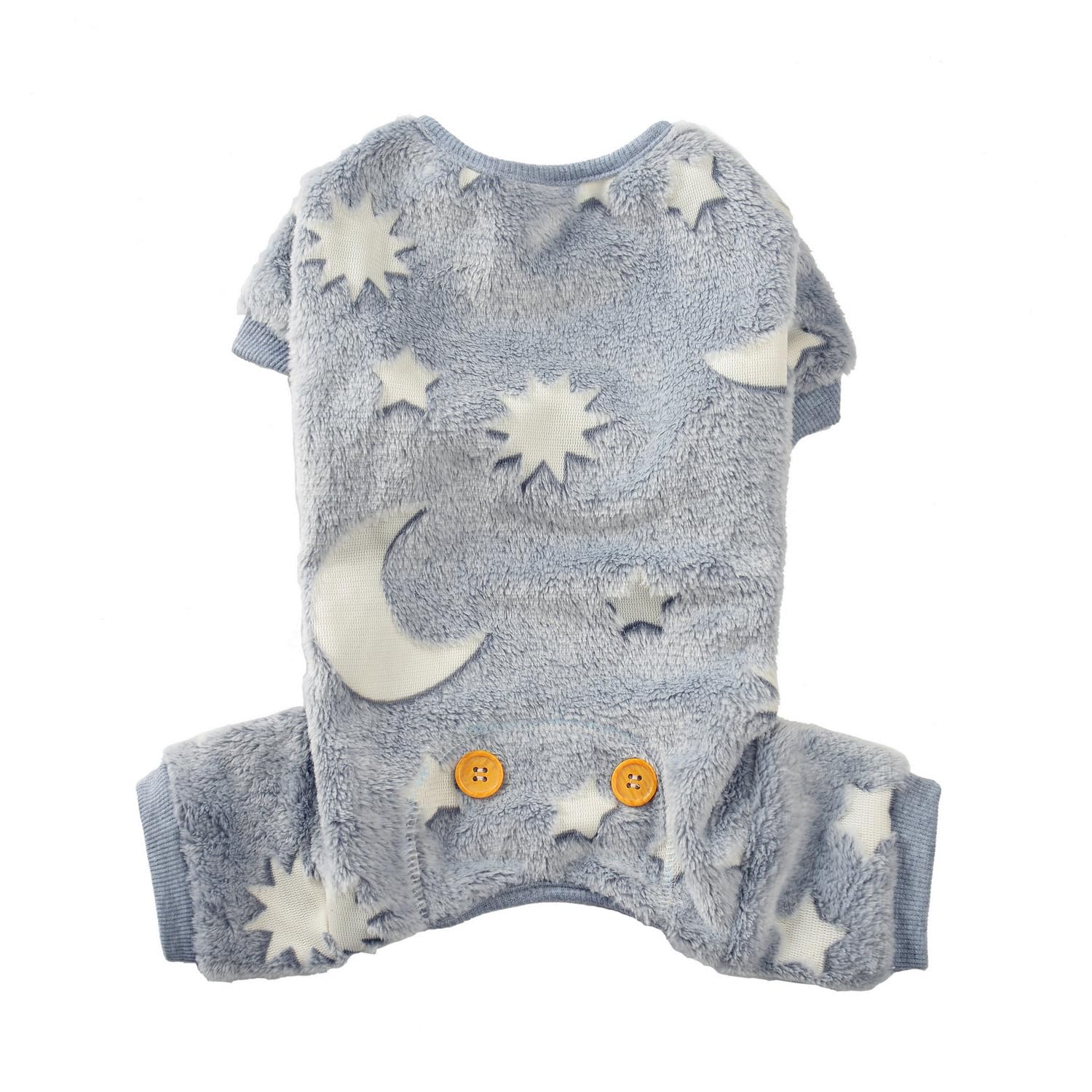 Maigllra Plush Dog Pajamas Glow In The Dark Dog Jumpsuit 4 Legged Onesie For Small Medium Large Dog, Grey Moon S