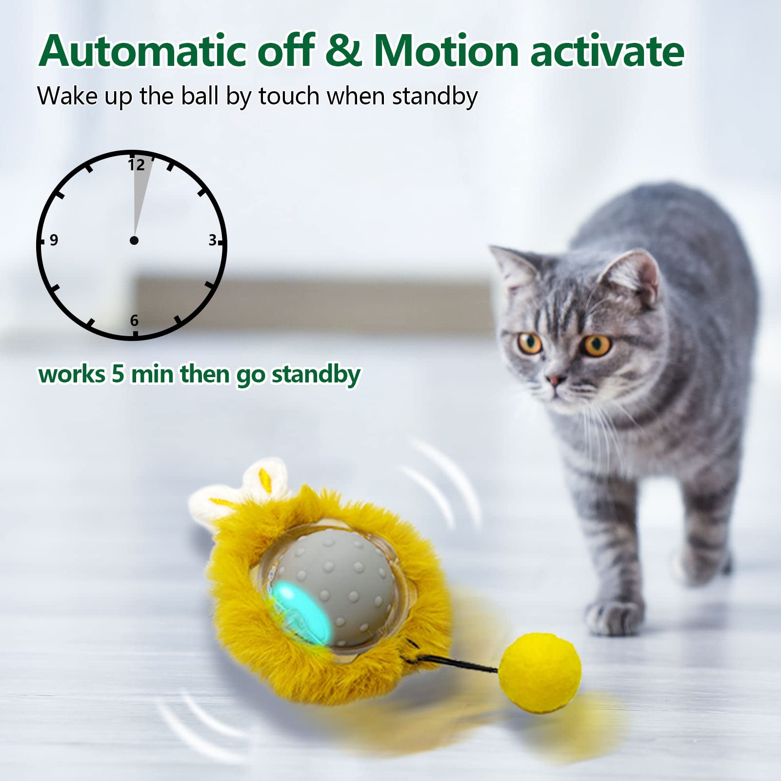 Aukl Interactive Cat Toys Ball Super Drive Electric Cat Toy Automatic Rolling Robotic Car Motion Activate