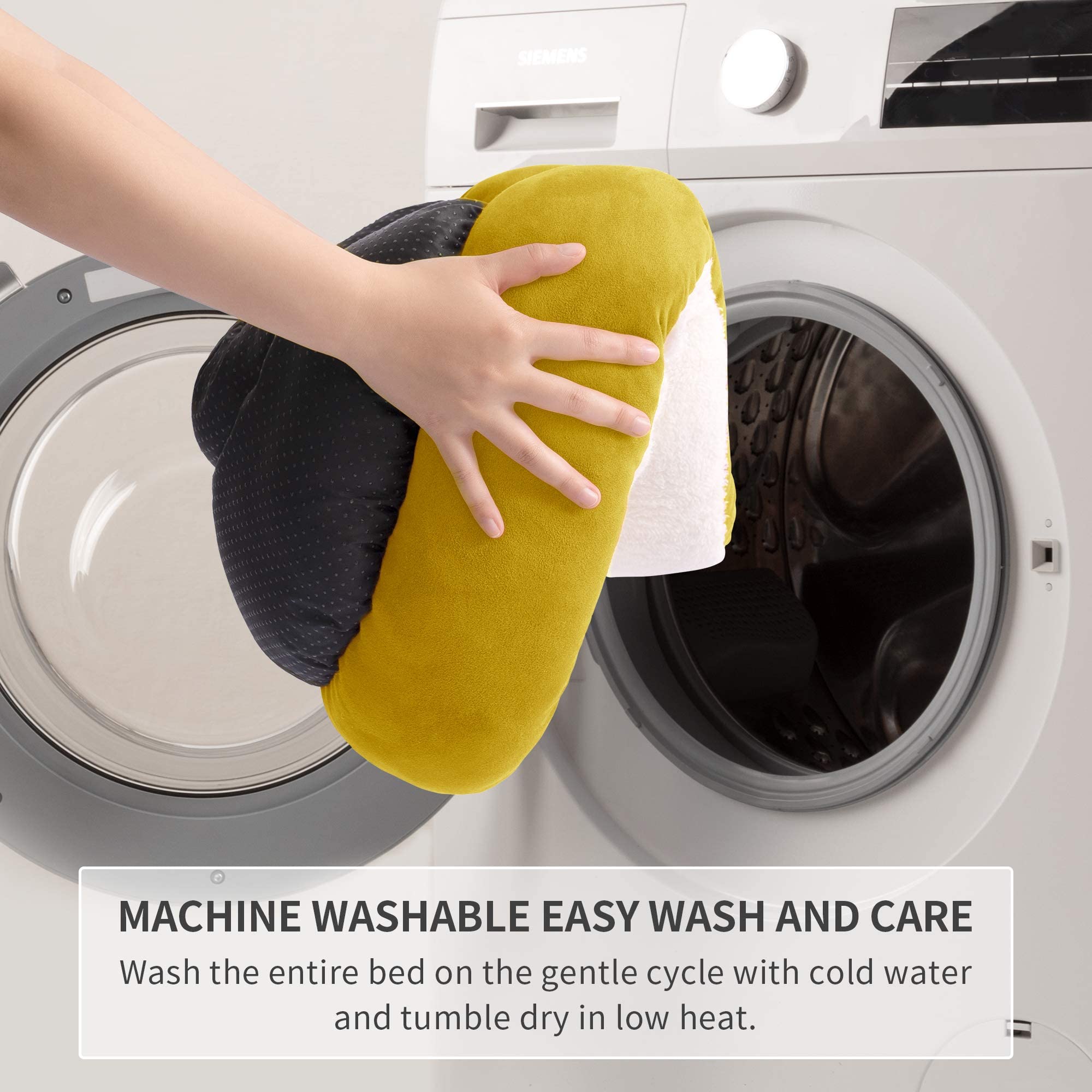 Love'S Cabin Round Donut Cat And Dog Cushion Bed, 20In Pet Bed For Cats Or Small Dogs, Anti-Slip & Water-Resistant Bottom, Super Soft Durable Fabric Pet Beds, Washable Luxury Cat & Dog Bed Yellow