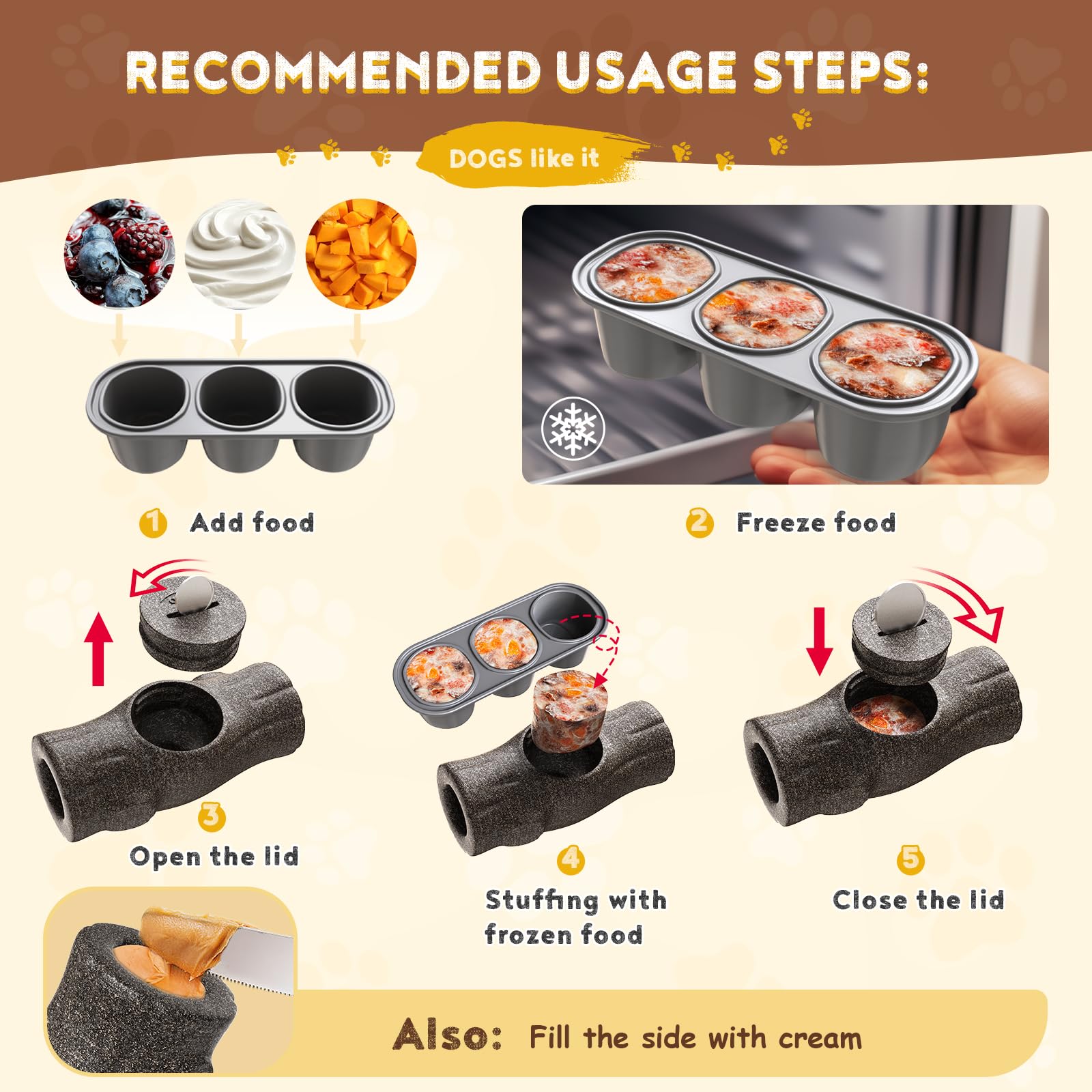 Yulohass Stump Shape Nylon Dog Chew Treat Toy With Filling Tray, Large Medium Dog Chew Toys For Teeth Grinding, Dogs Puzzle Inte