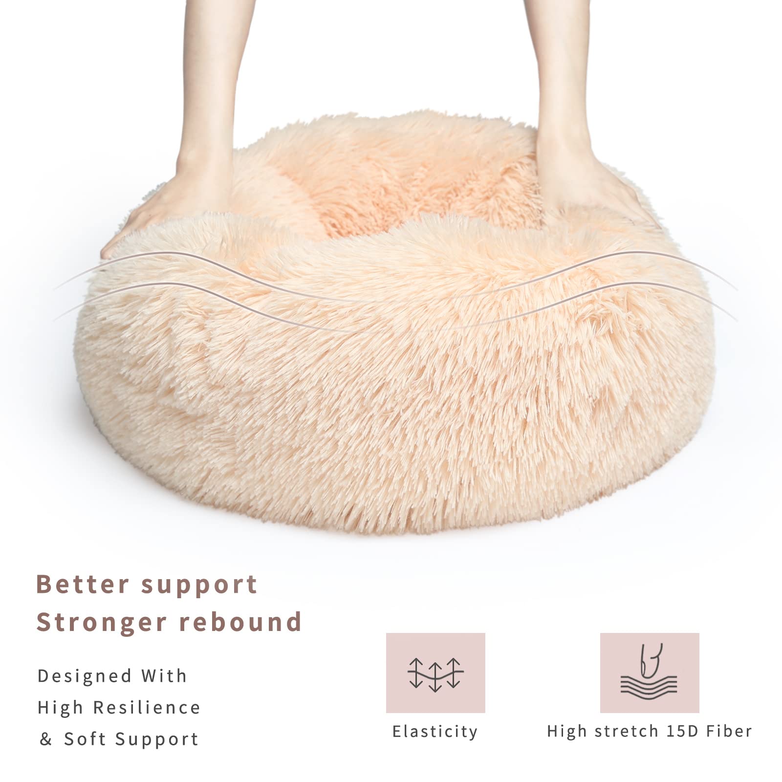 Light Brown Dog Bed Small,Calming Dog Bed for Small Dogs,20 inches Donut Fluffy Pet Beds,Anti Anxiety Round Fits up to 10 lbs So