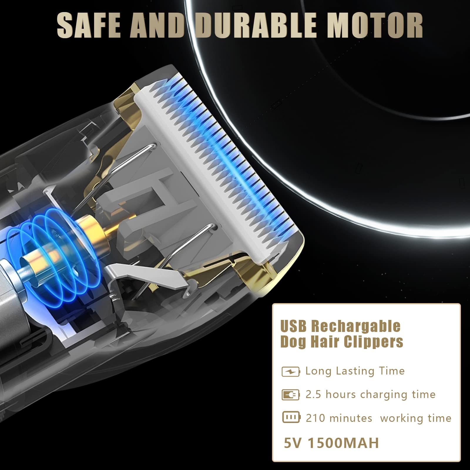 Zikillya?Dog Clippers For Grooming,Dog Grooming Kit For Grooming Thick Coats Dog Shears Rechargeable Dog Grooming Clippers,Suitable For Large Long-Hair Dogs