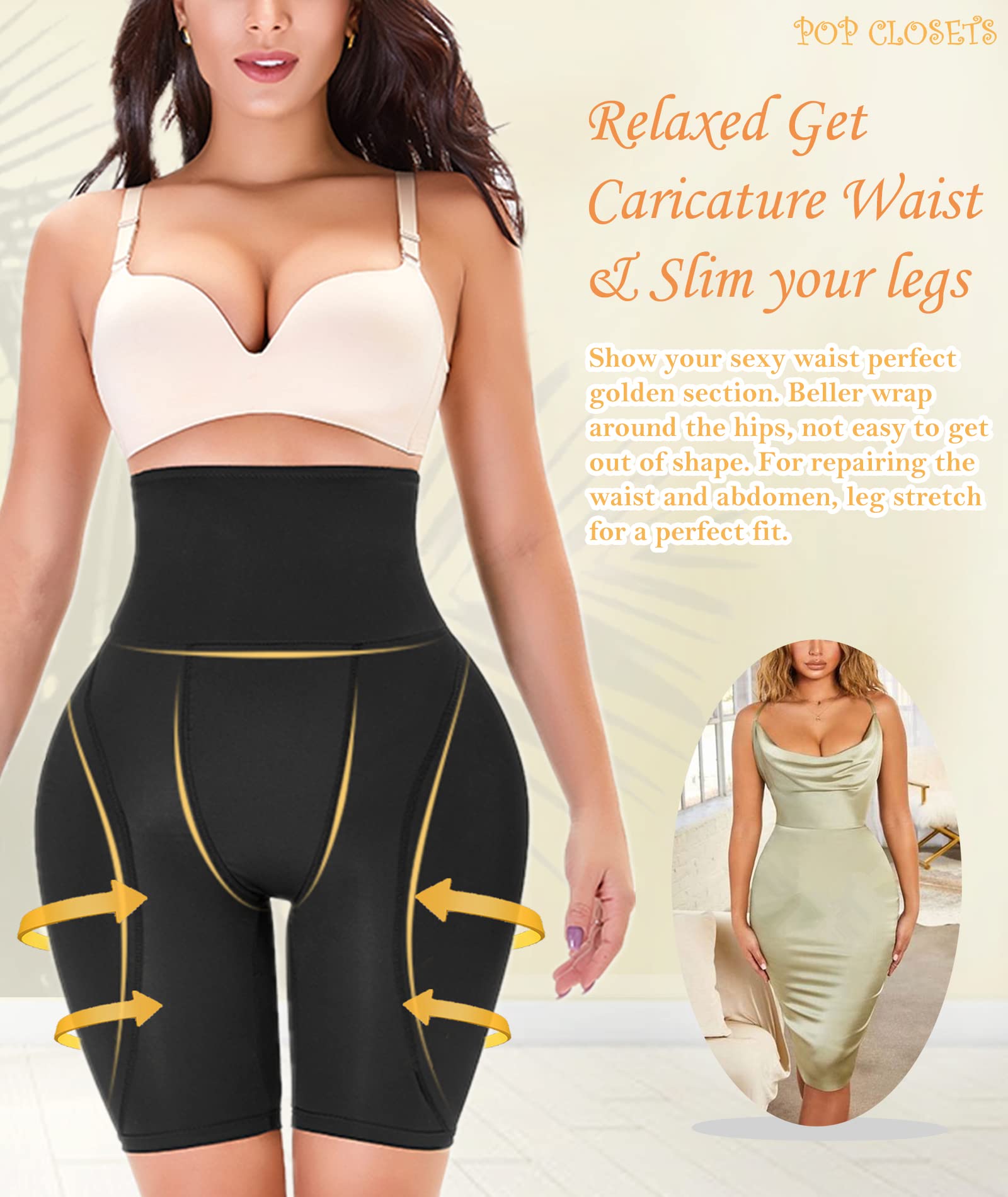 Pop Closets Women Shapewear Butt Lifter Body Shaper Panties High Waist Hip Padded Enhancer Booty Lifter Tummy Control Panty Blac