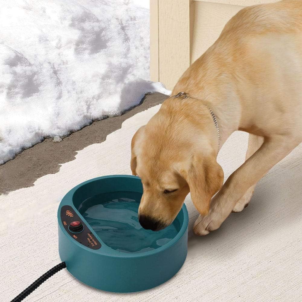 Heated Water Bowl for Dog & Cat, Outdoor Heated Dog Bowl with Chew Resistant Power Cord, Waterproof Heated Pet Bowl Smart Therma