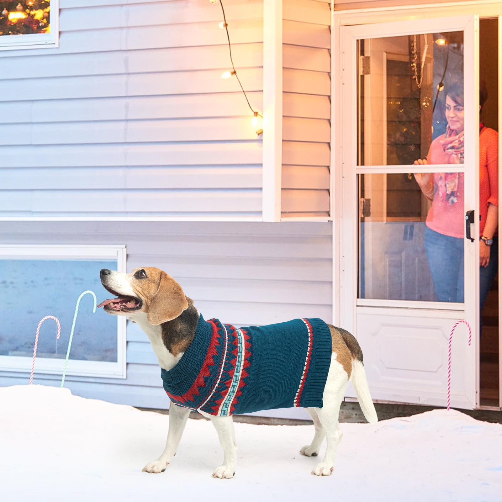 Bingpet Christmas Dog Sweaters For Winter,Turtleneck Classic Knit Dog Sweaters For Small Medium Large Dogs,Nblue Knitted Holiday