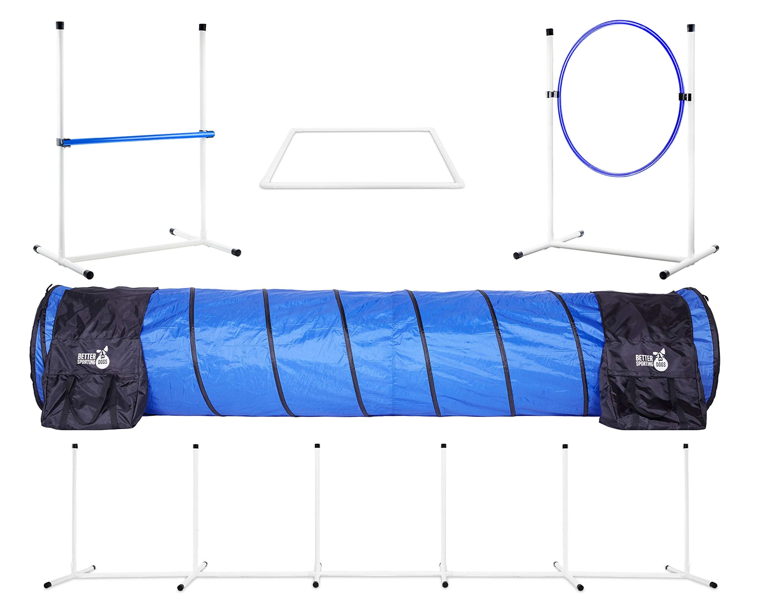 Better Sporting Dogs Complete Starter Agility Set For Dogs | 5 Piece Dog Agility Kit | Agility Jump | Tire Jump | Weave Poles | 