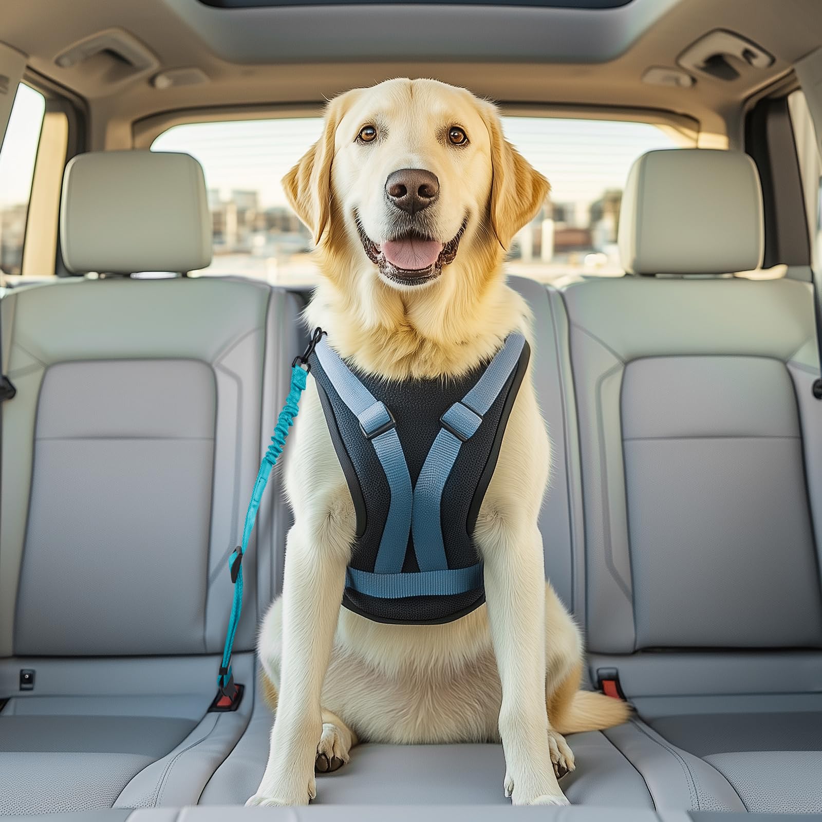 3 Pack Thickened Adjustable Dog Car Harness, Retractable Dog Car Harness Adjustable Dog Seat Belt for Car, Dog Car Leash Made of