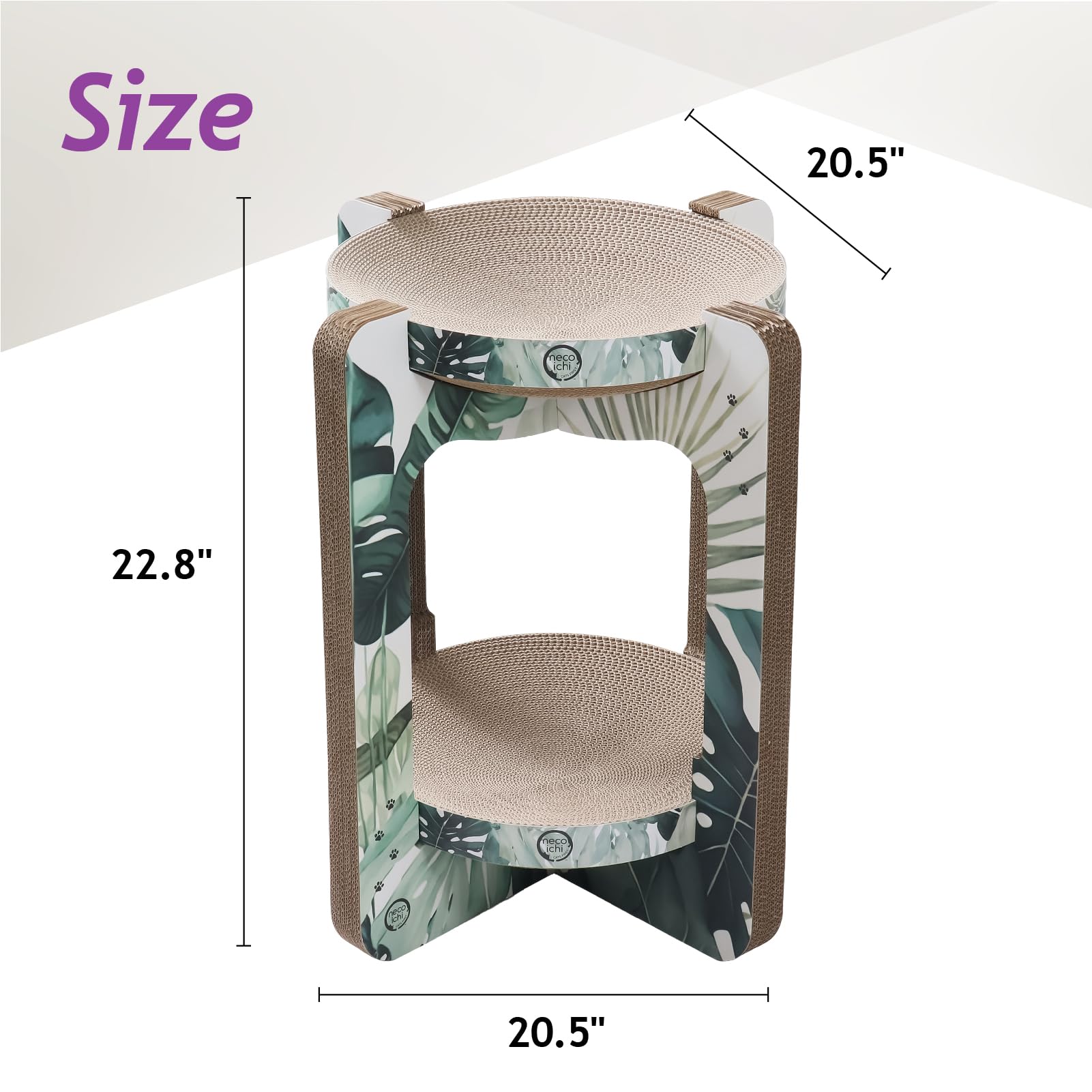 Necoichi Cat Scratcher Tower for Indoor Cats - Cat Scratching Post Lounger with Reversible Usability and Extra Comfort for Loung