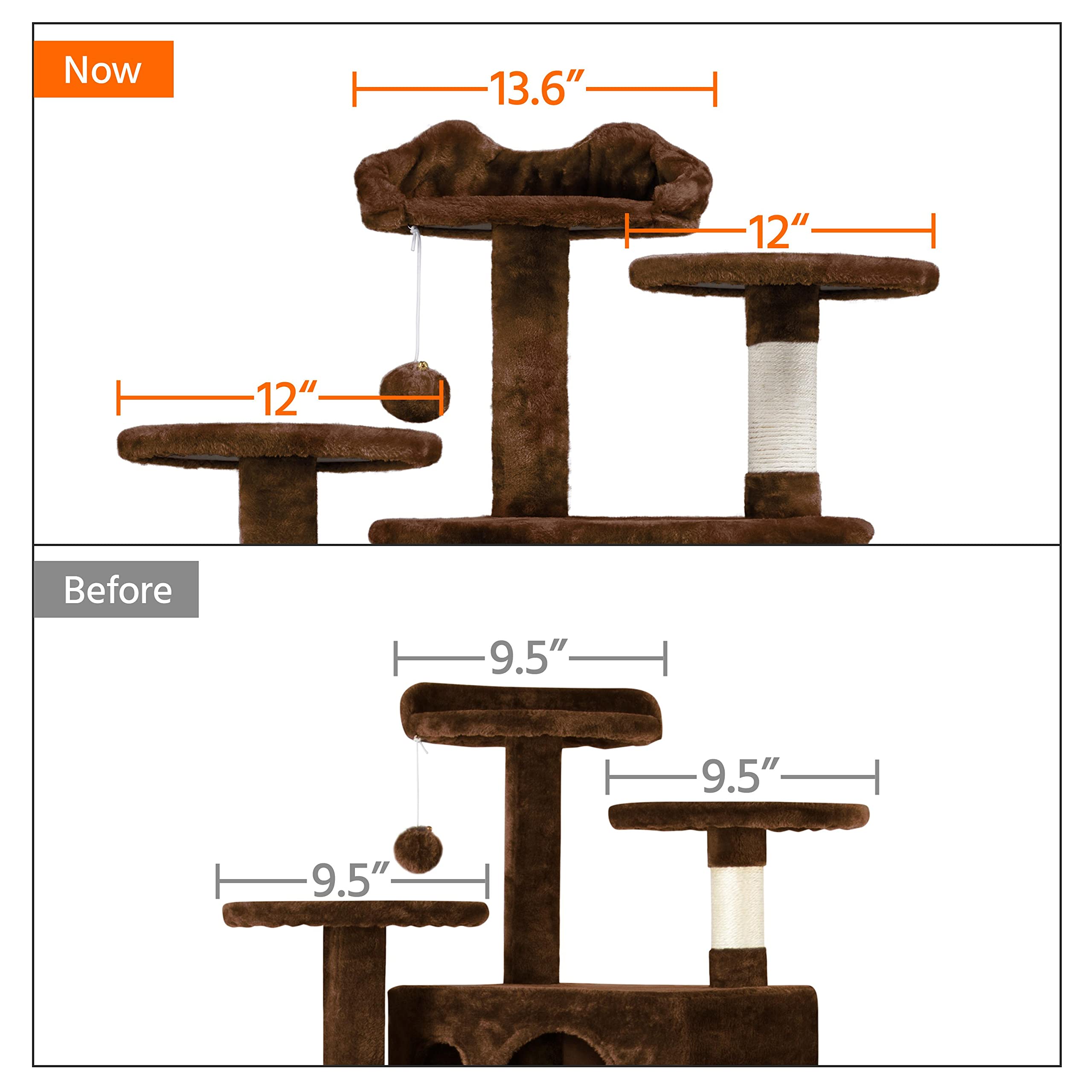 Topeakmart 54In Cat Tree, Cat Tower W/Large Cat Condo Scratching Posts And Perch, Cat Stand House Furniture, Brown